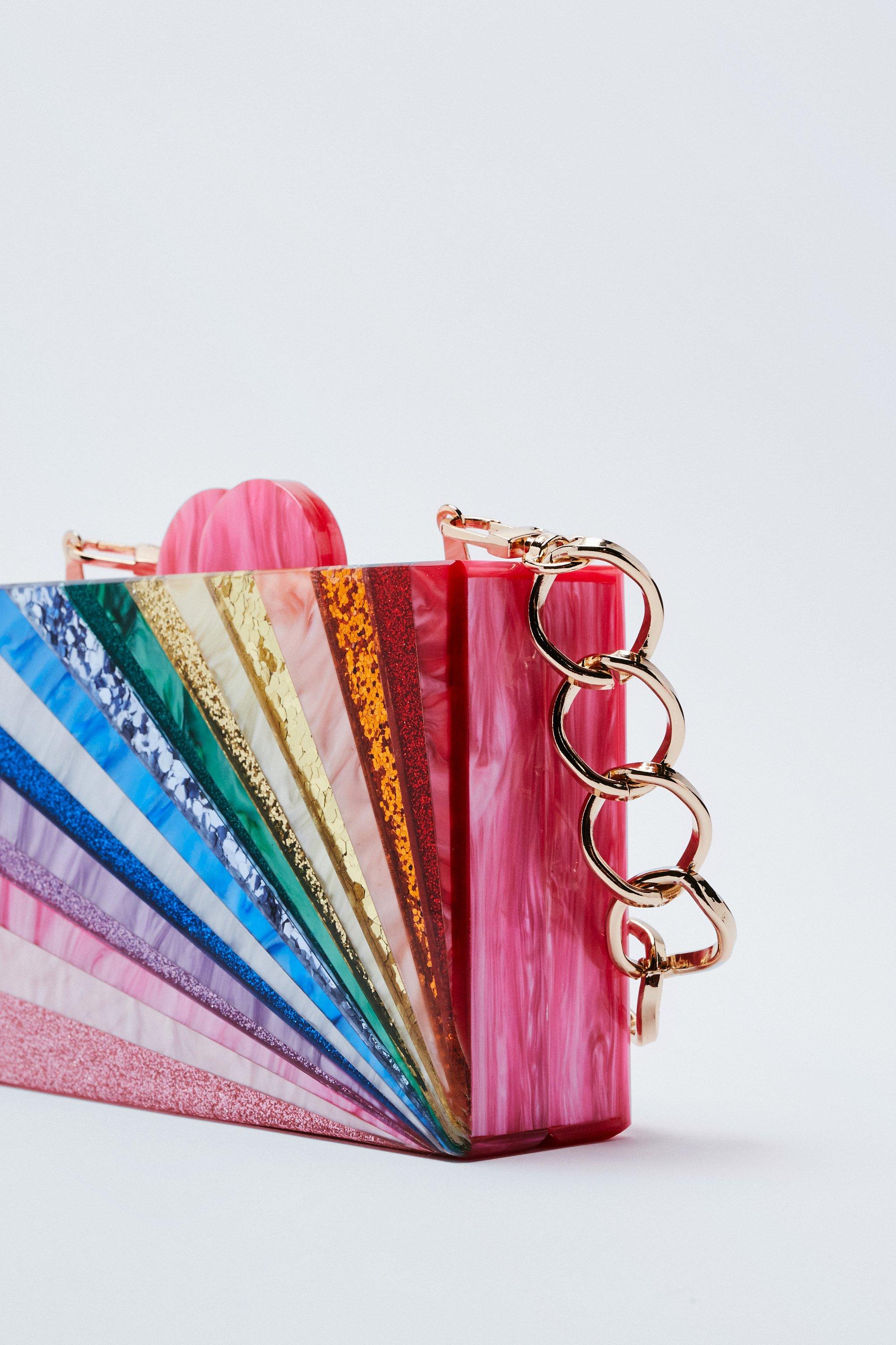 Rainbow Glitter Clutch Bag Nasty Gal