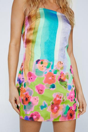 Petite Floral Tie Dye Embellished Bandeau Mini Dress multi