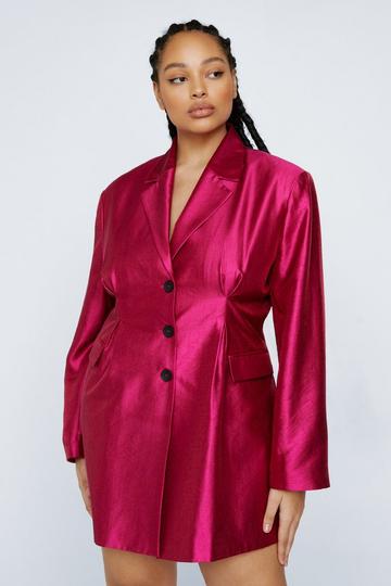 Pink Plus Size Premium Tailored Blazer Dress