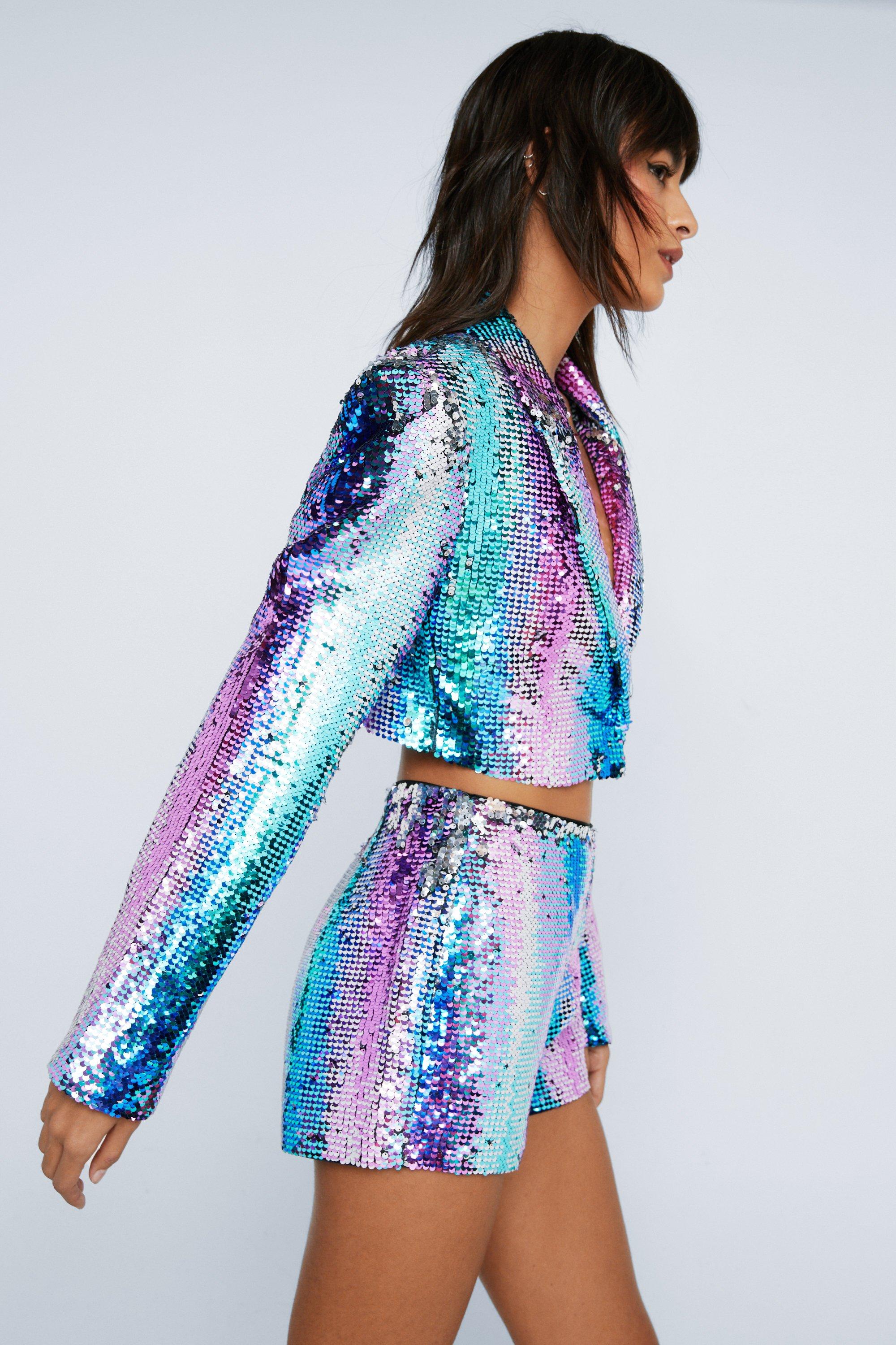 Sequin cropped clearance blazer