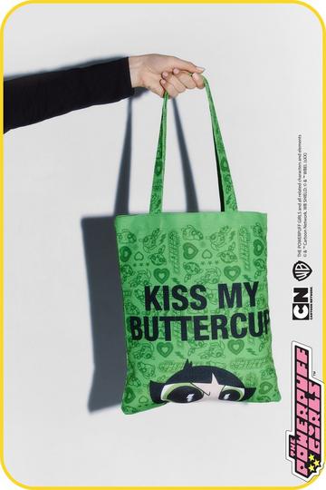 Kiss My Buttercup Powerpuff Tote Bag green