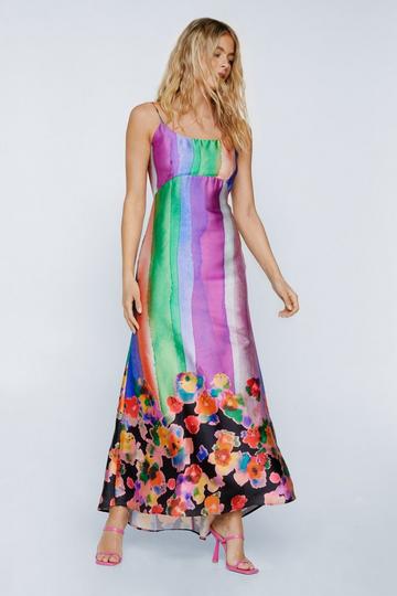Petite Tie Dye Floral Placement Print Embellished Maxi Dress multi