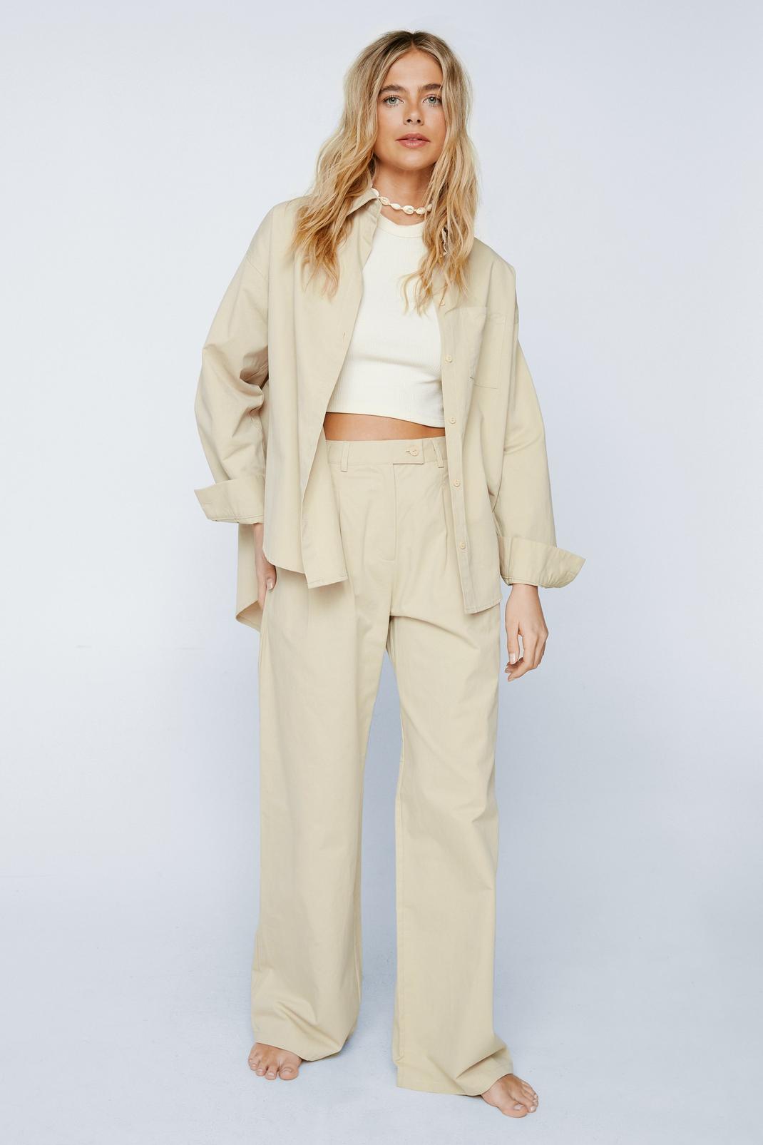 Wide Leg Trousers, Beige image number 1