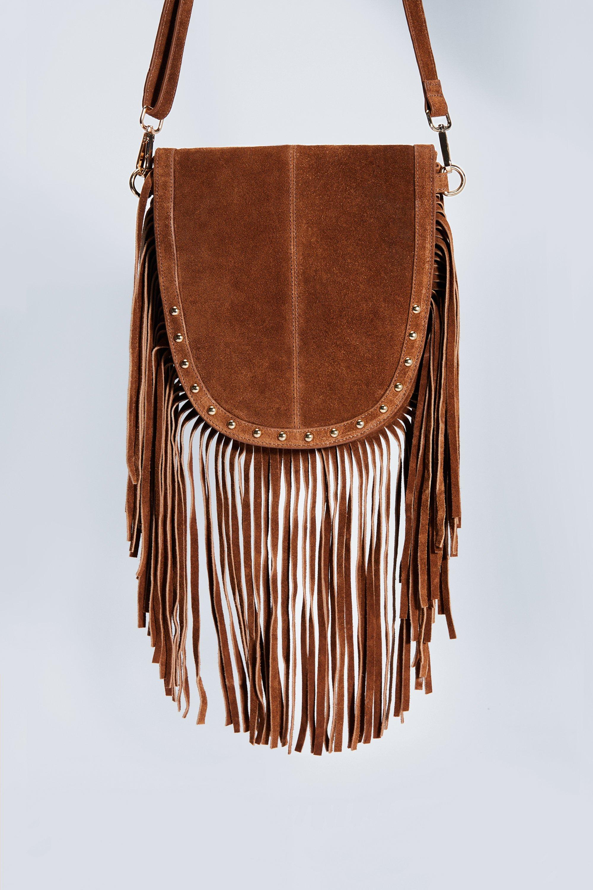 Nasty Gal Womens Fringe Studded Cross Body Bag