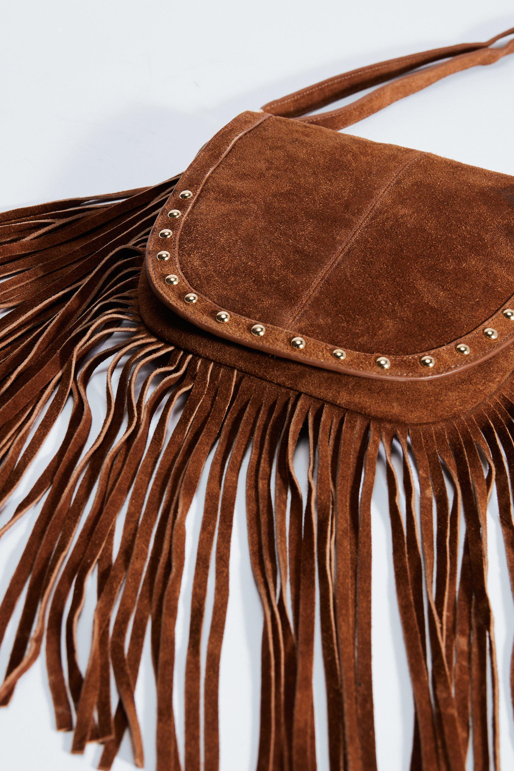 Nasty Gal Womens Fringe Studded Cross Body Bag