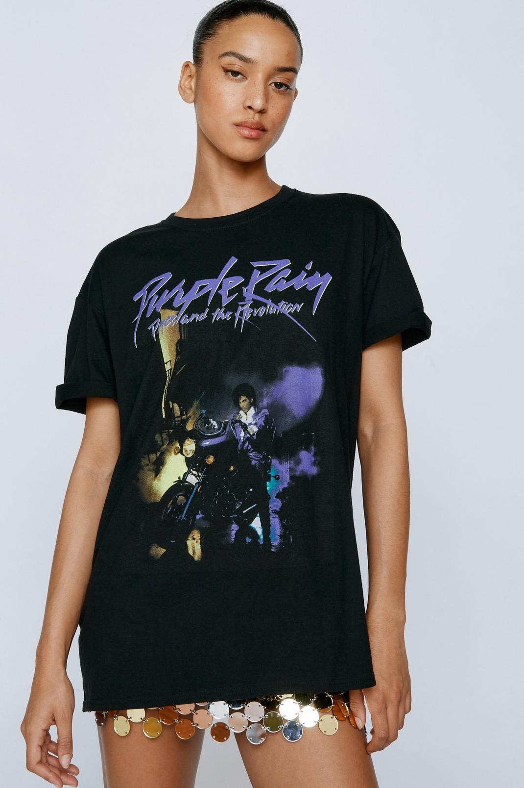Black Prince Purple Rain Oversized Graphic T-shirt image number 1