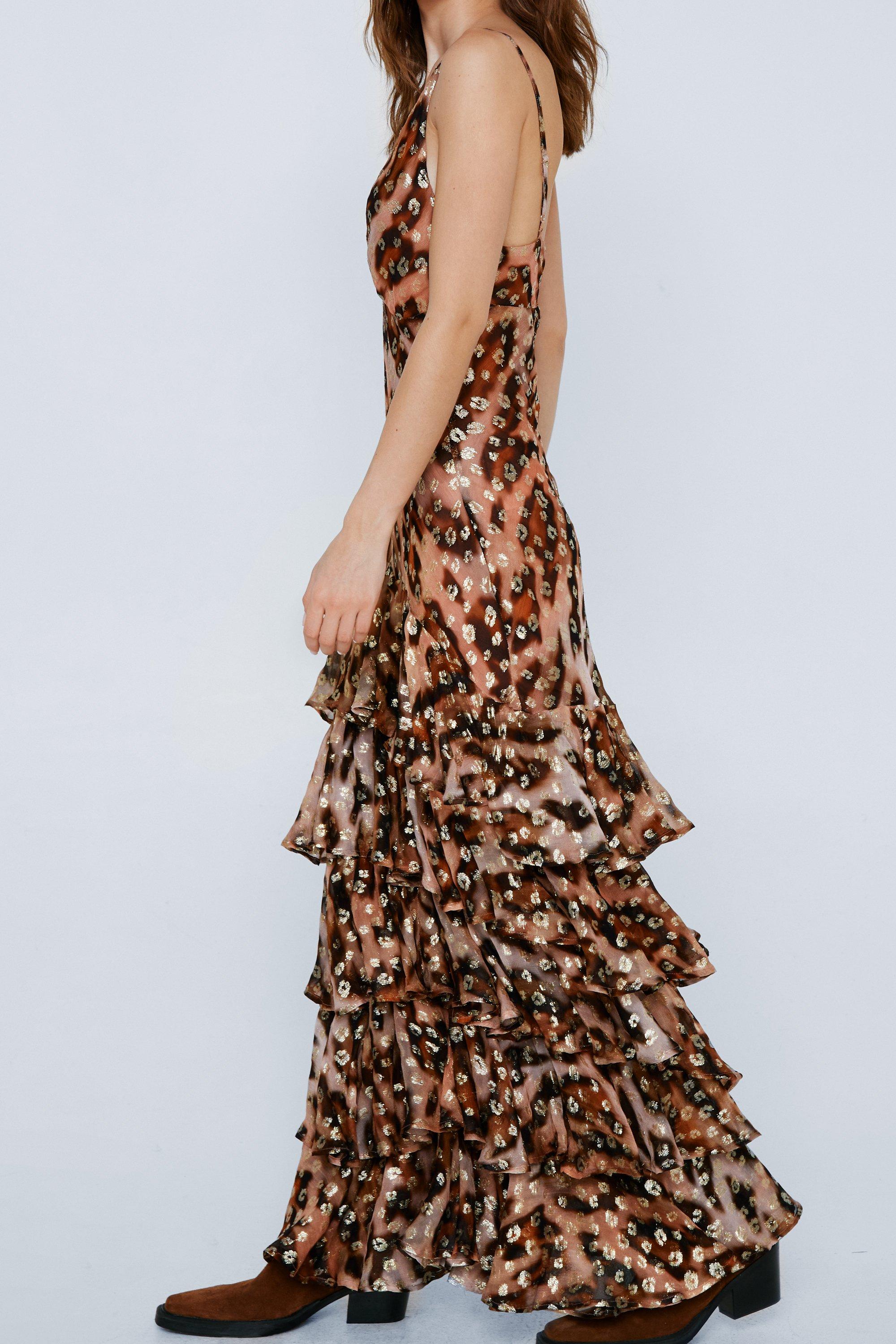 Petite leopard print 2025 maxi dress