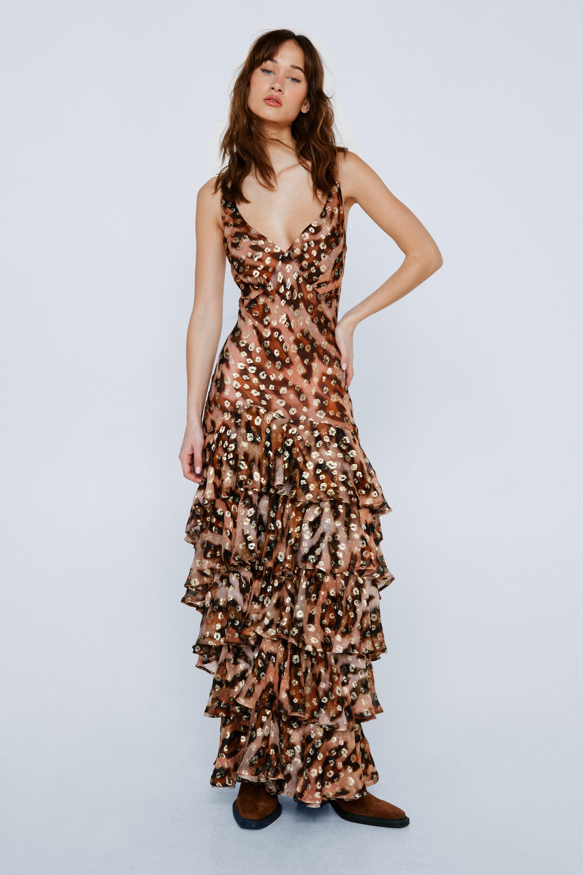 Petite leopard shop print maxi dress