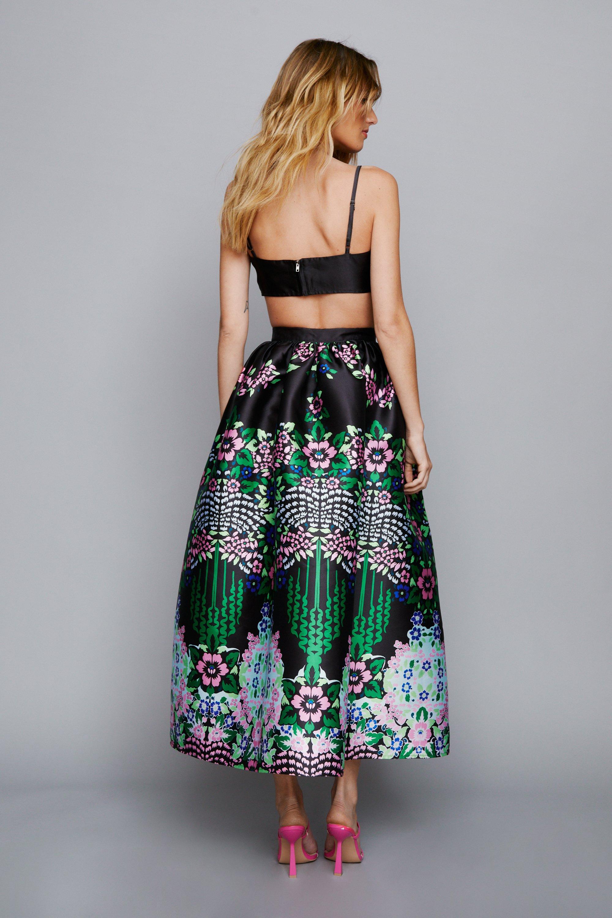 Floral Print Structured Maxi Skirt | Nasty Gal