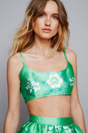 Floral Print Micro Cami Top lime