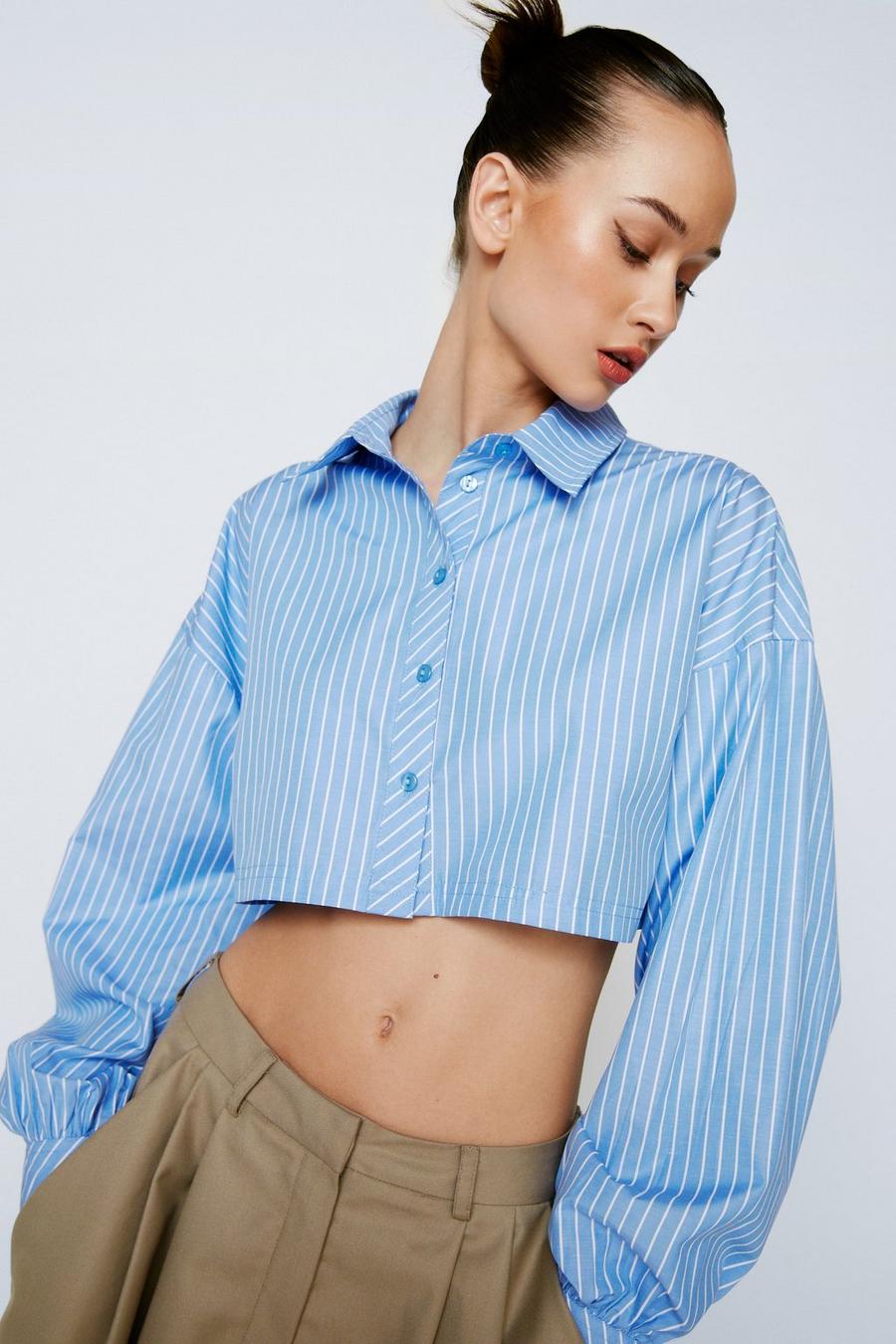 Stripe Poplin Crop Shirt