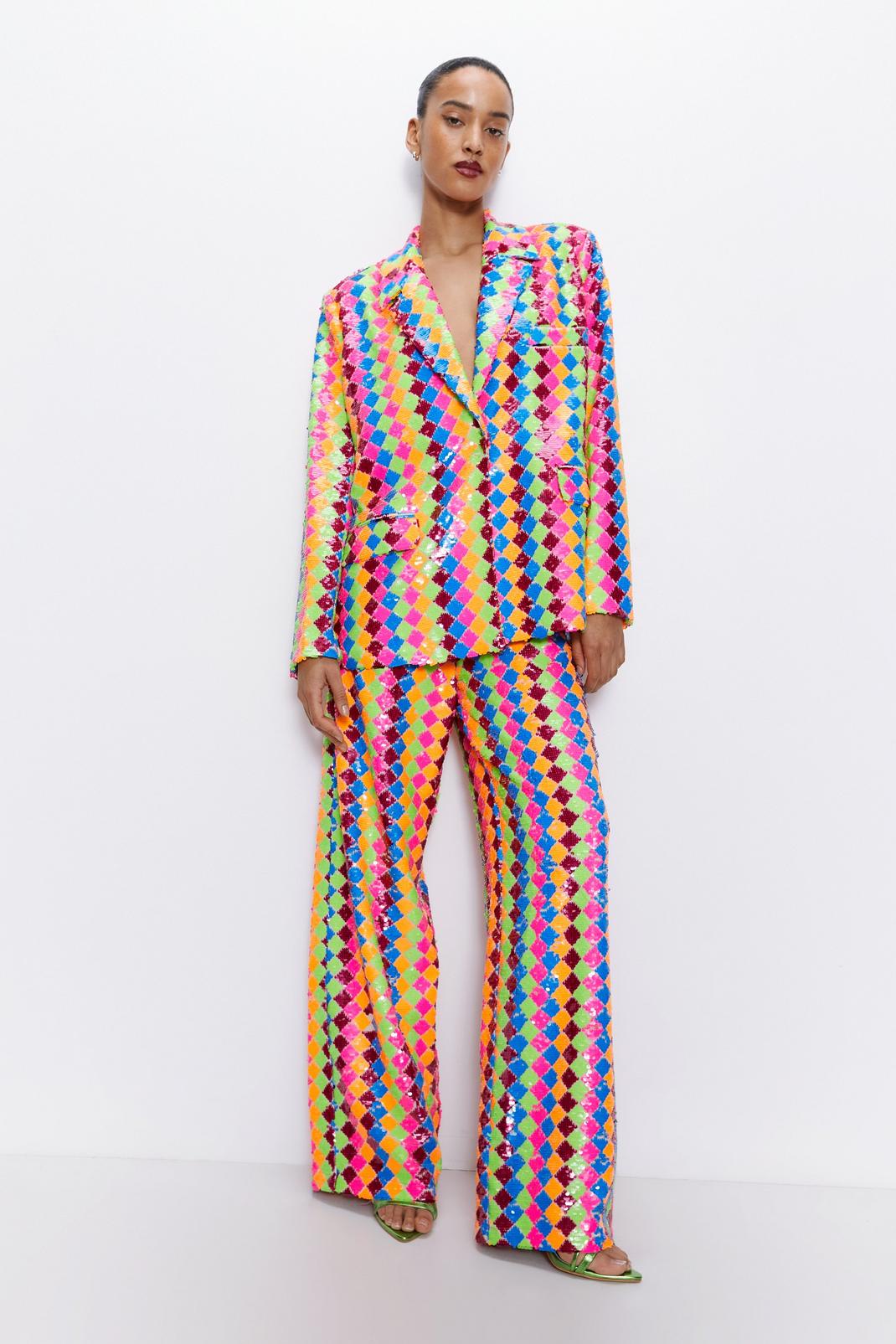 Multi Sequin Two Piece Oversized Blazer image number 1