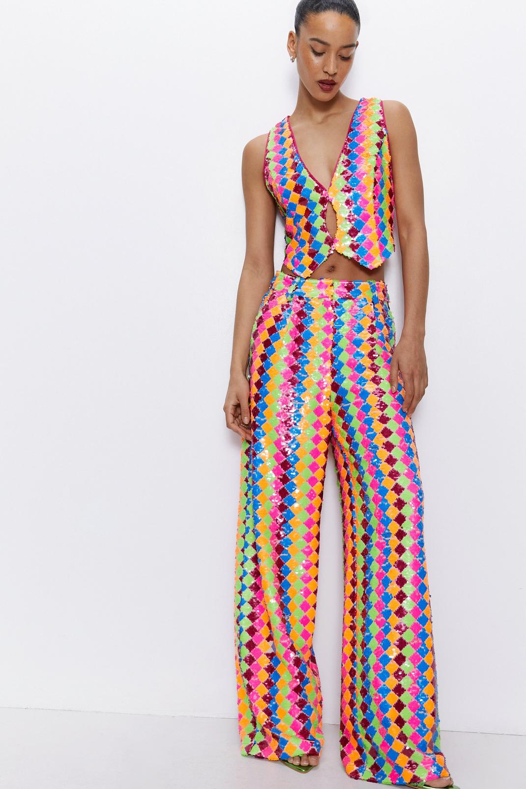 Multi Sequin Two Piece Wide Leg Pants image number 1