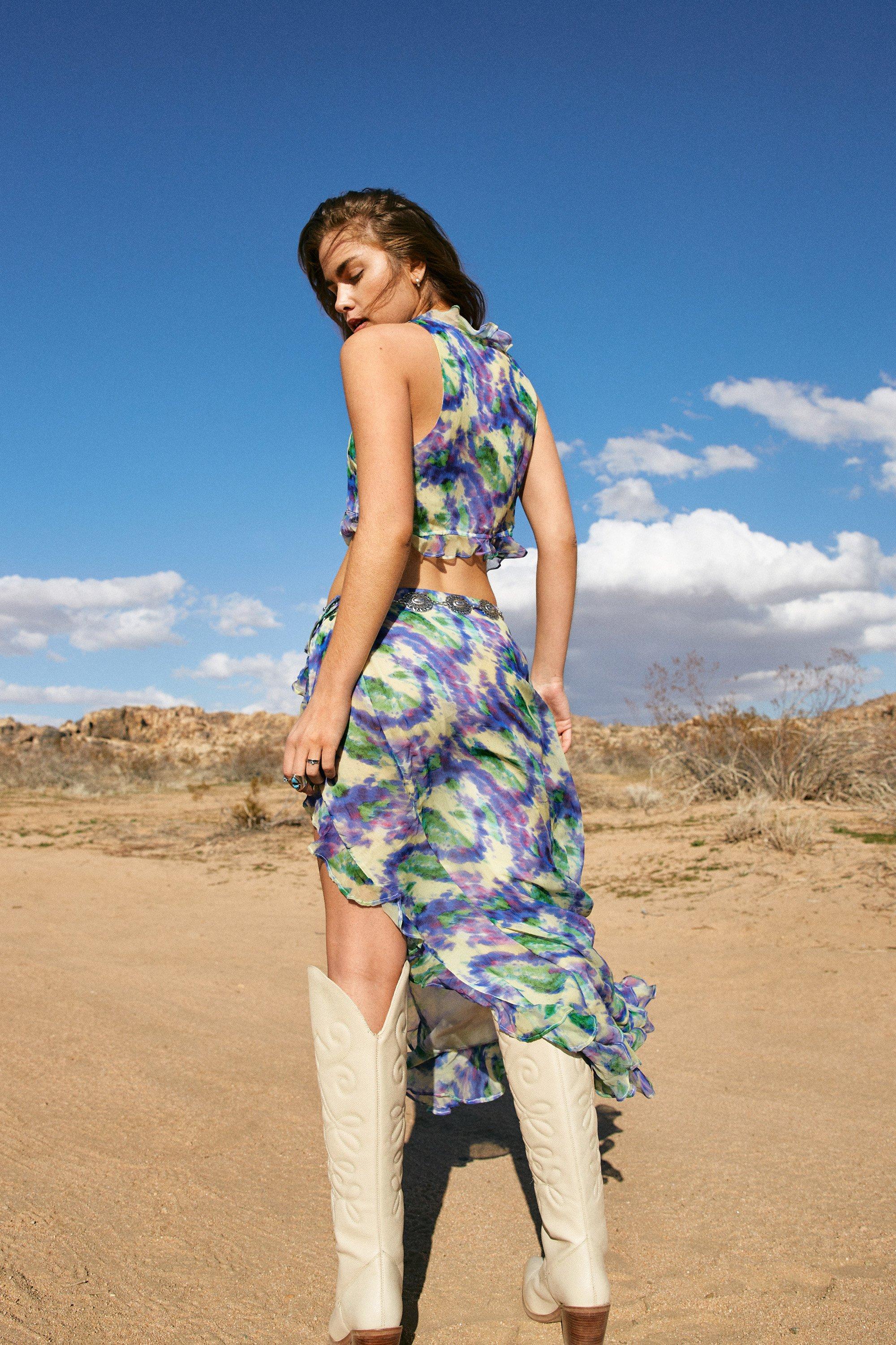 Tie dye maxi outlet skirt chiffon