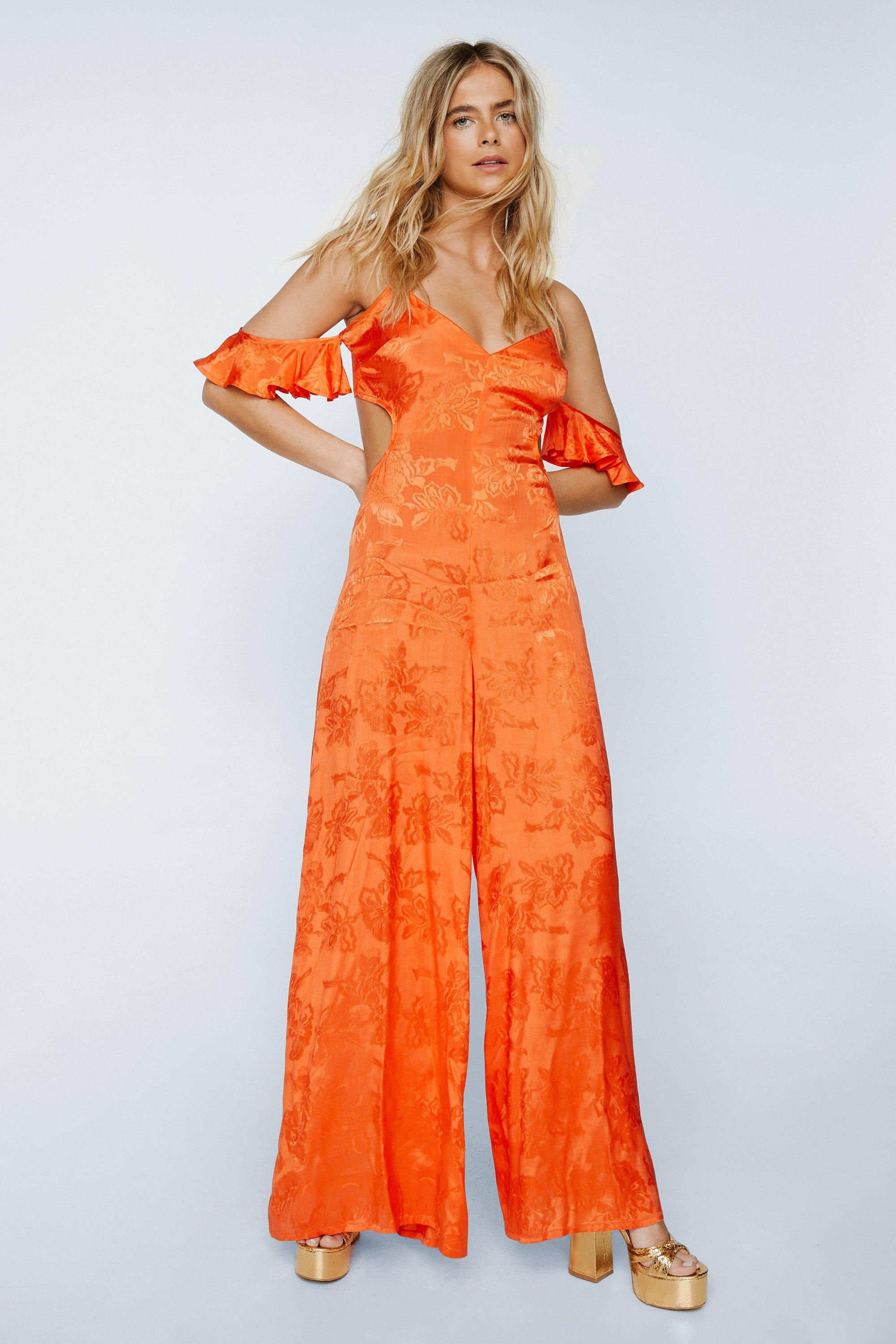 Cold shoulder wide leg 2024 jumpsuit