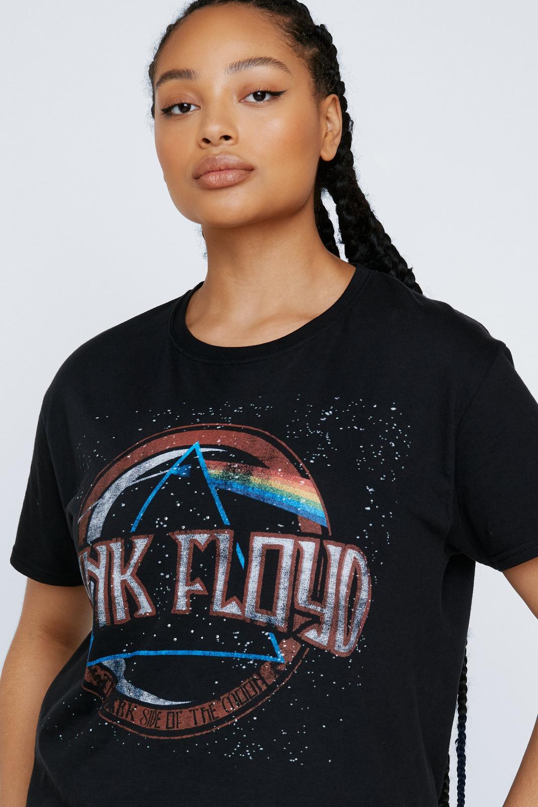 Black Plus Size Oversized Pink Floyd Graphic T-shirt image number 1