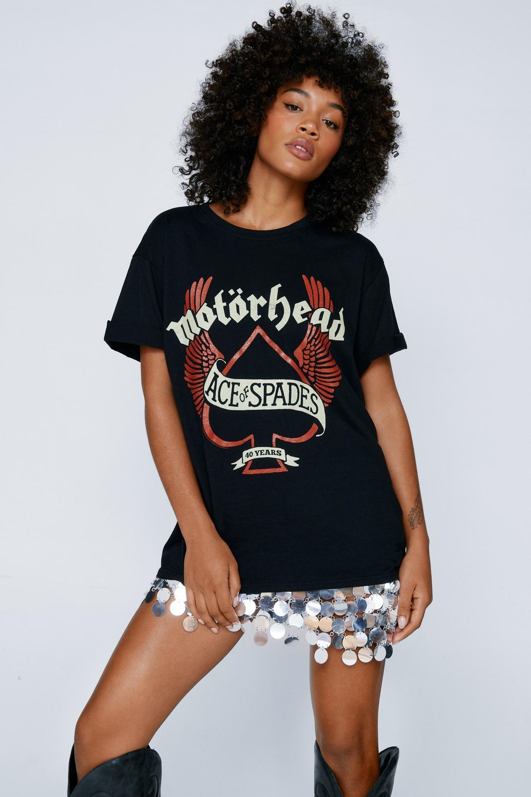 Black Motorhead Oversized Graphic T-shirt image number 1