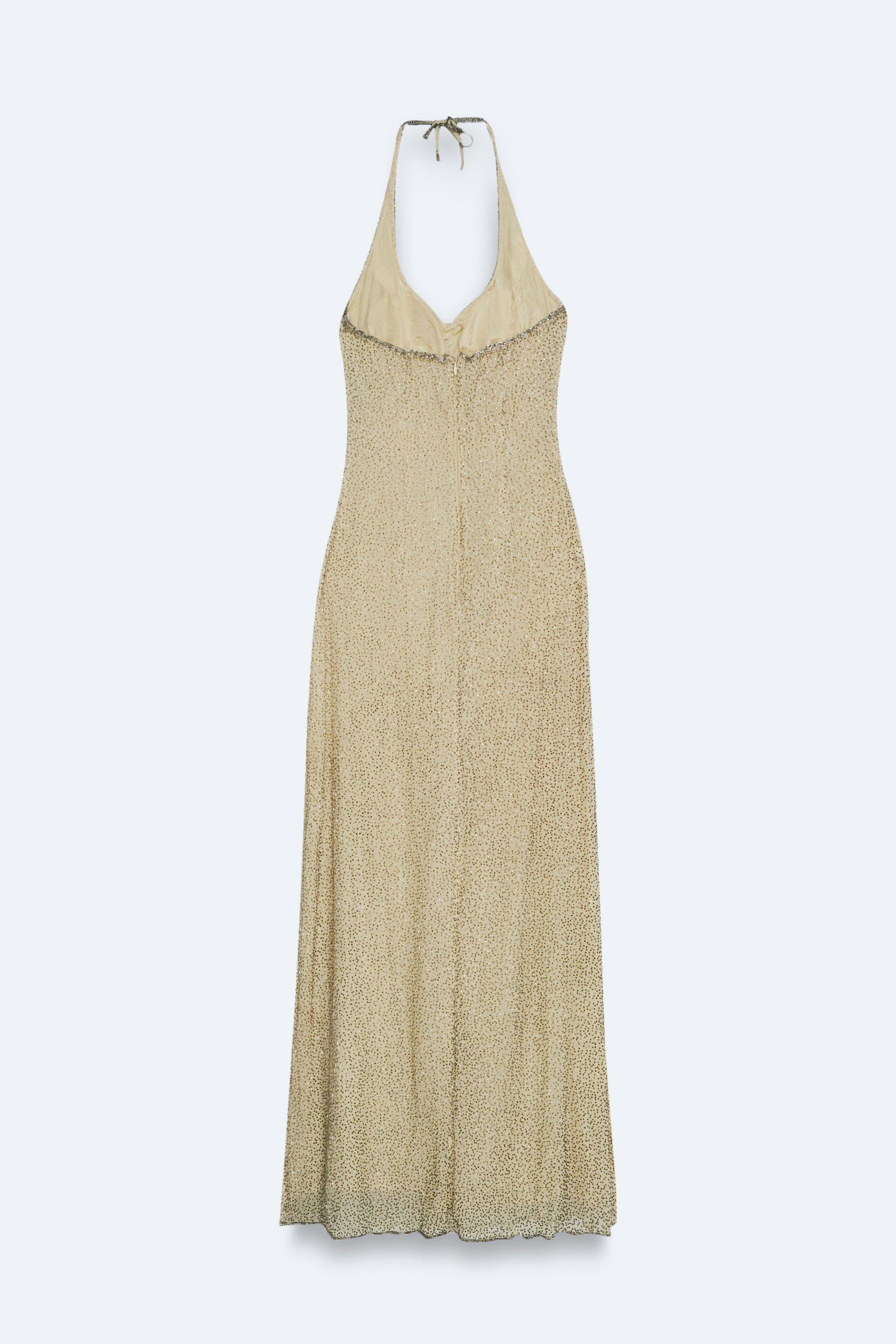 1970's Vintage Silver and Black Halterneck Maxi Dress - TO HIRE 1970's Vintage Silver and Black Halterneck Maxi Dress - TO HIRE