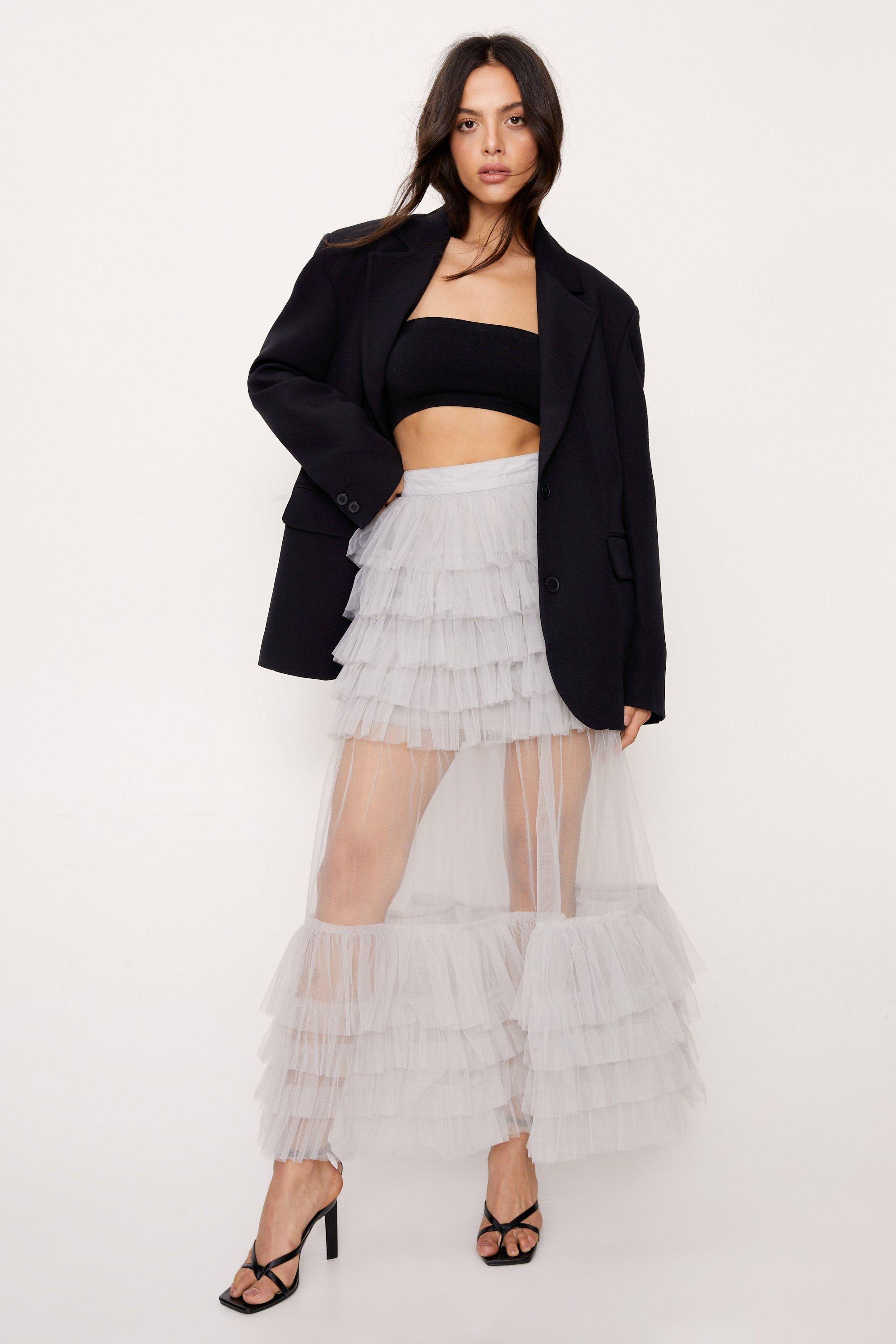 Tulle layered maxi store skirt