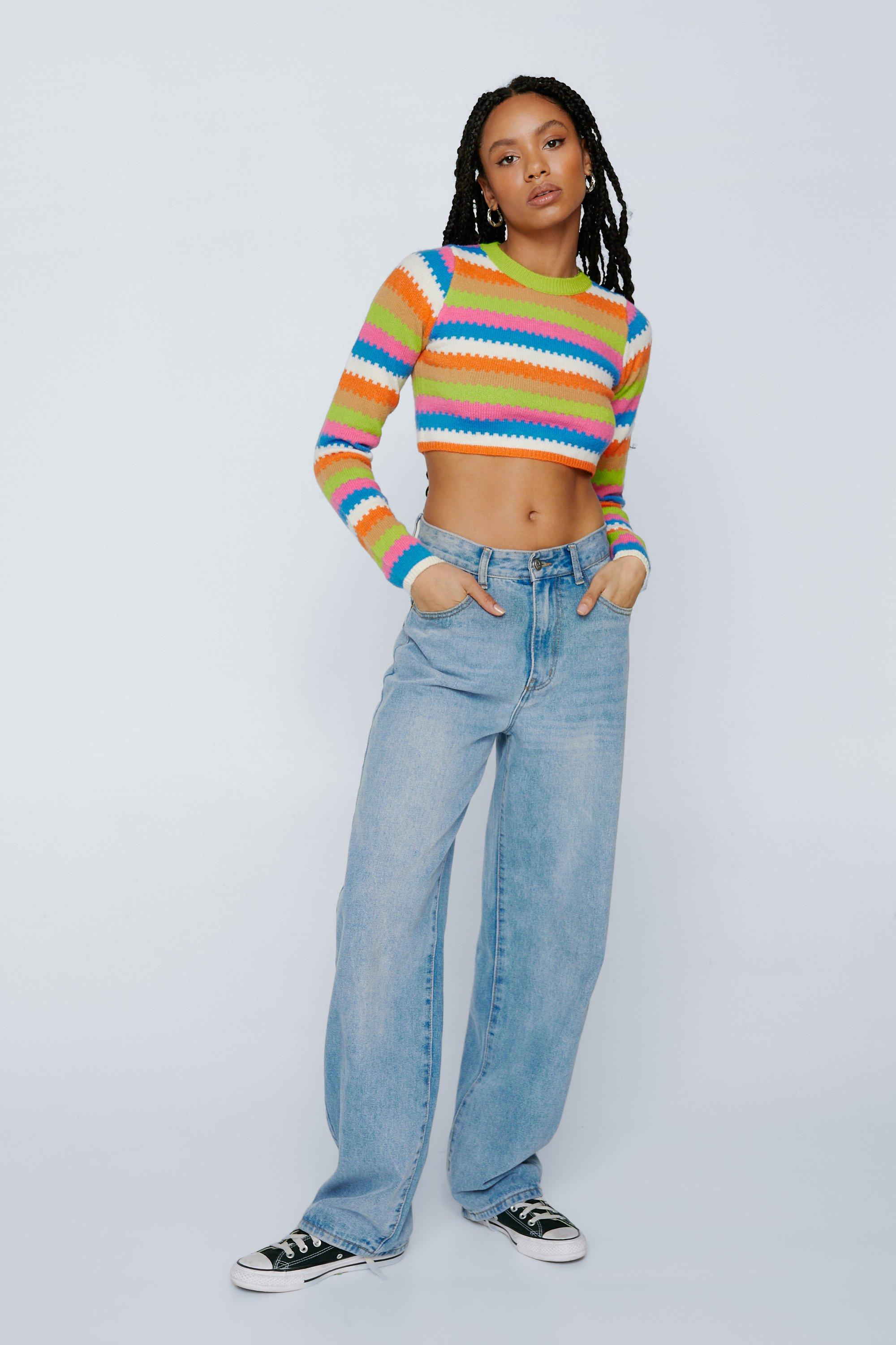 Stripe Knit Long Sleeve Crop Top | Nasty Gal