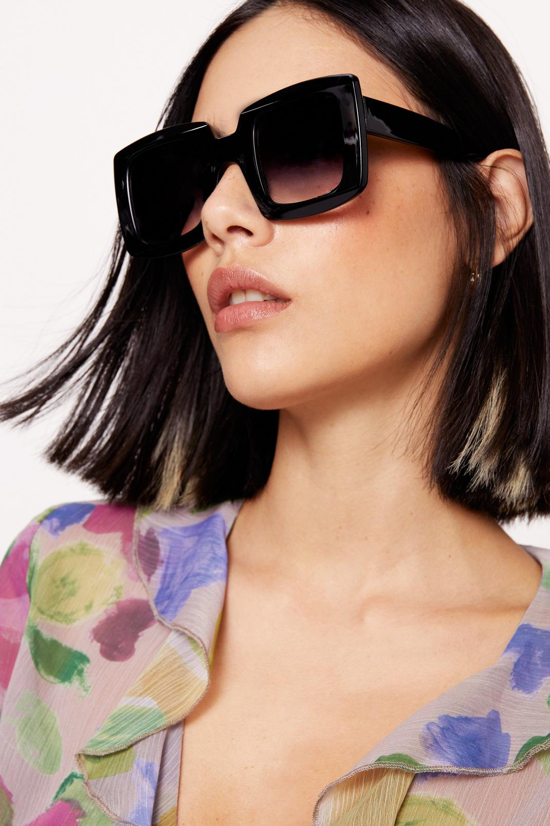 Black Ombre Oversized Square Sunglasses image number 1