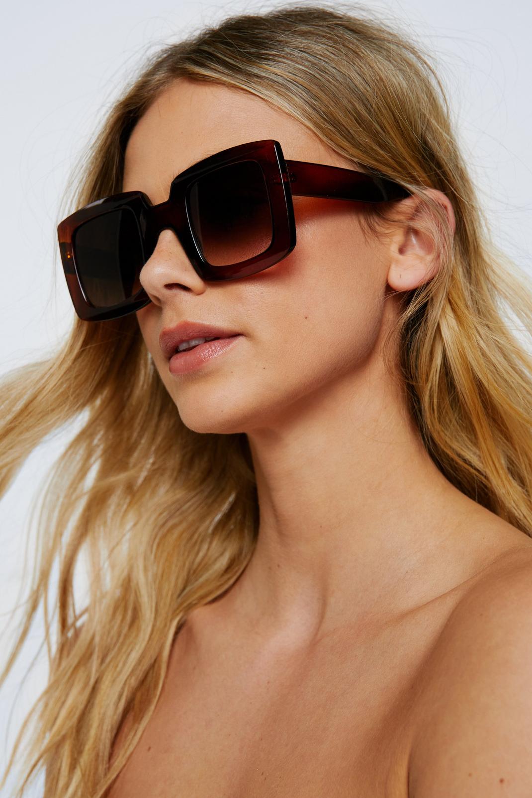 Tan Oversized Square Sunglasses image number 1