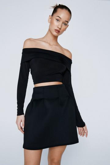 Black Structured Mini Skirt