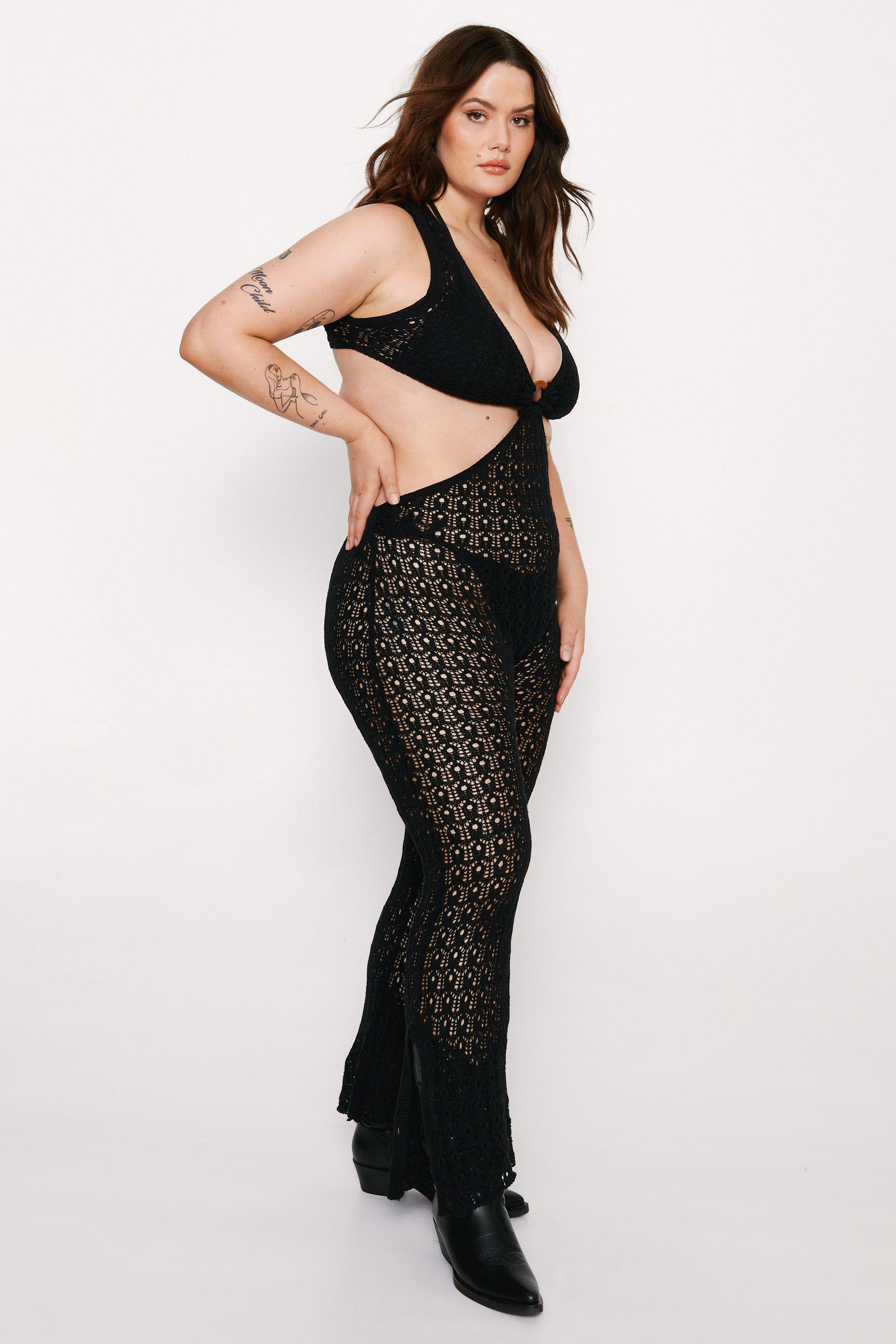 Plus size fishnet sales jumpsuit