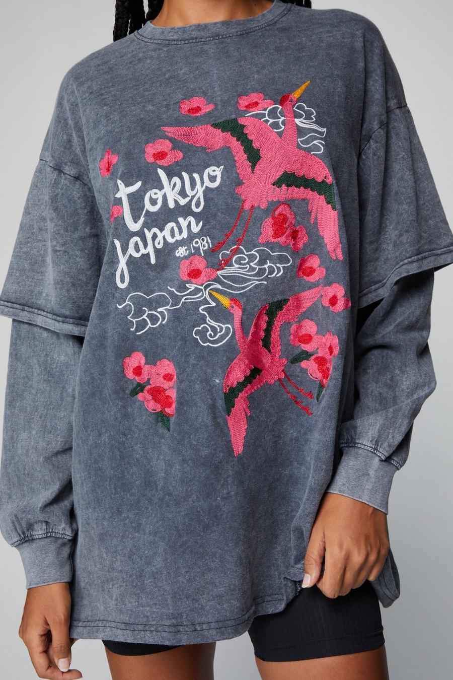 Embroidered Long Sleeve Graphic T-Shirt
