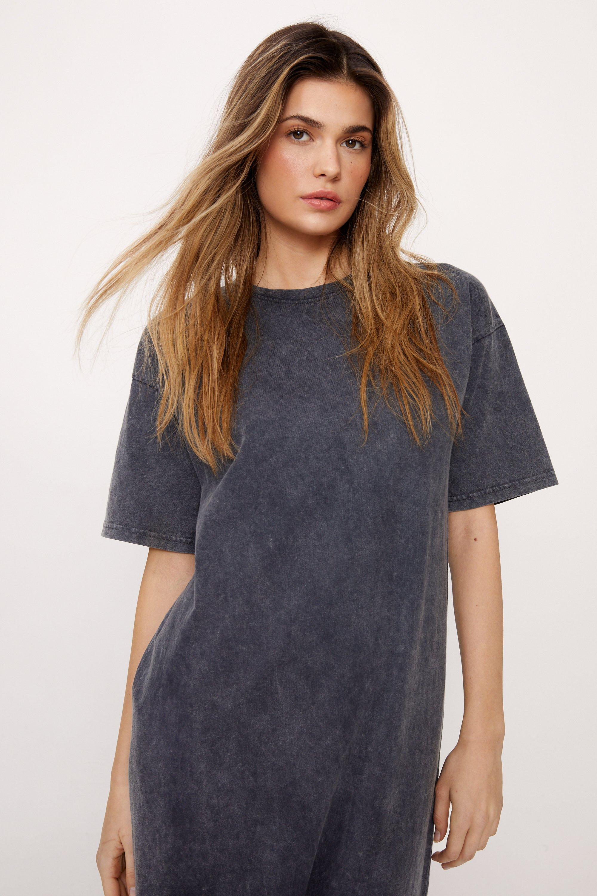 Plus Acid Wash T-Shirt Dress