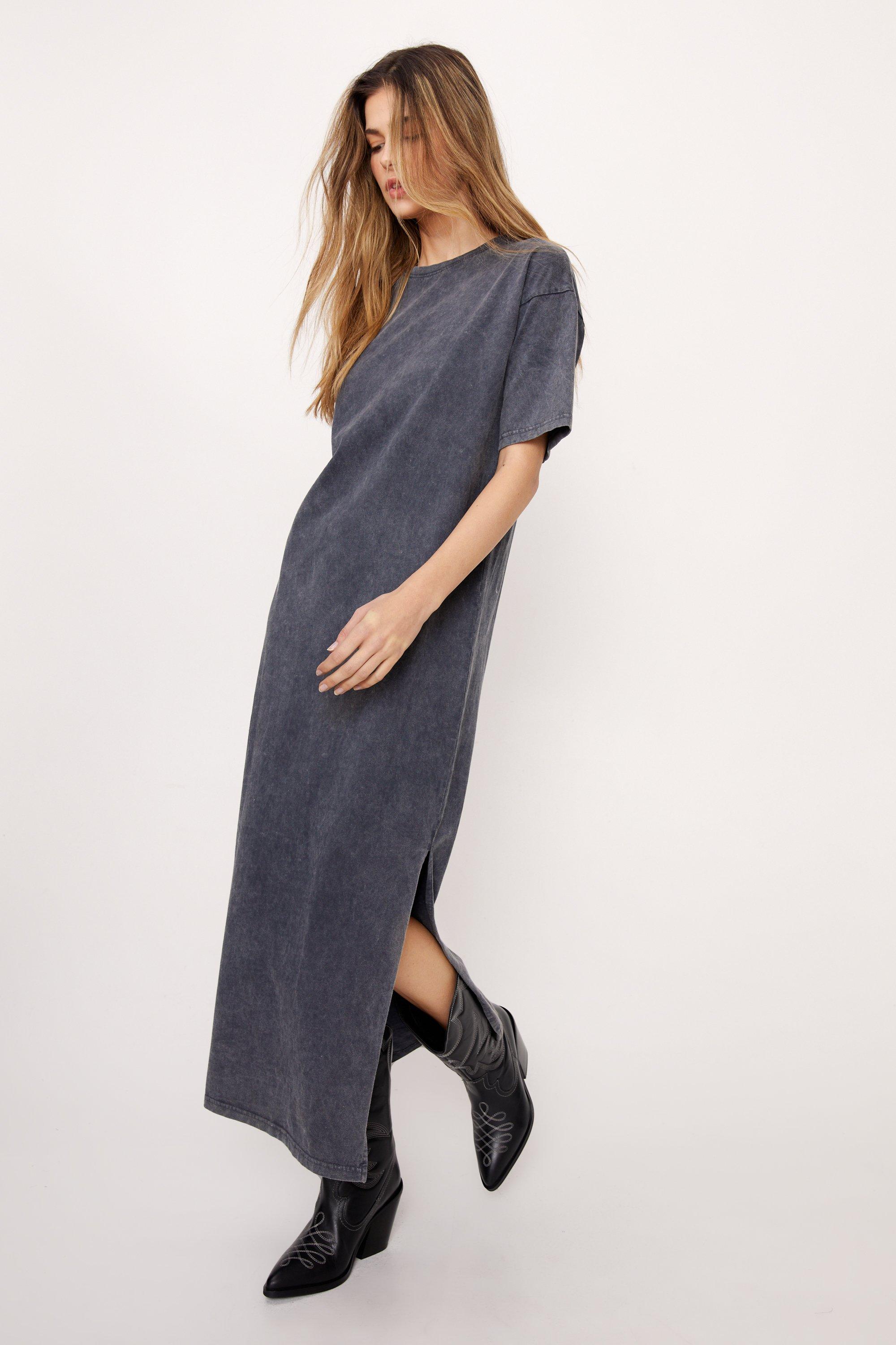 Acid Wash Maxi T shirt Dress