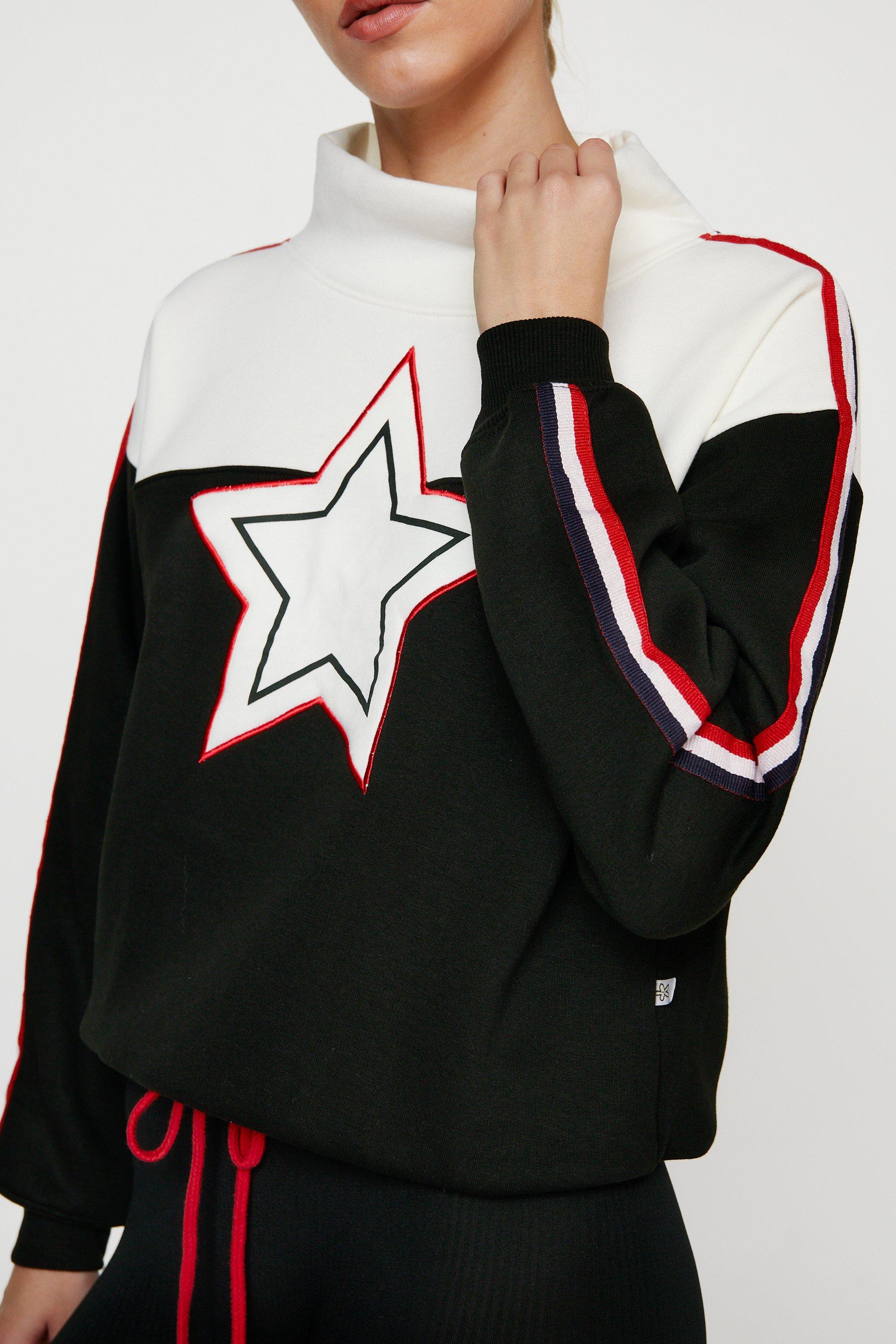 Star Applique Patch High Neck Sweater