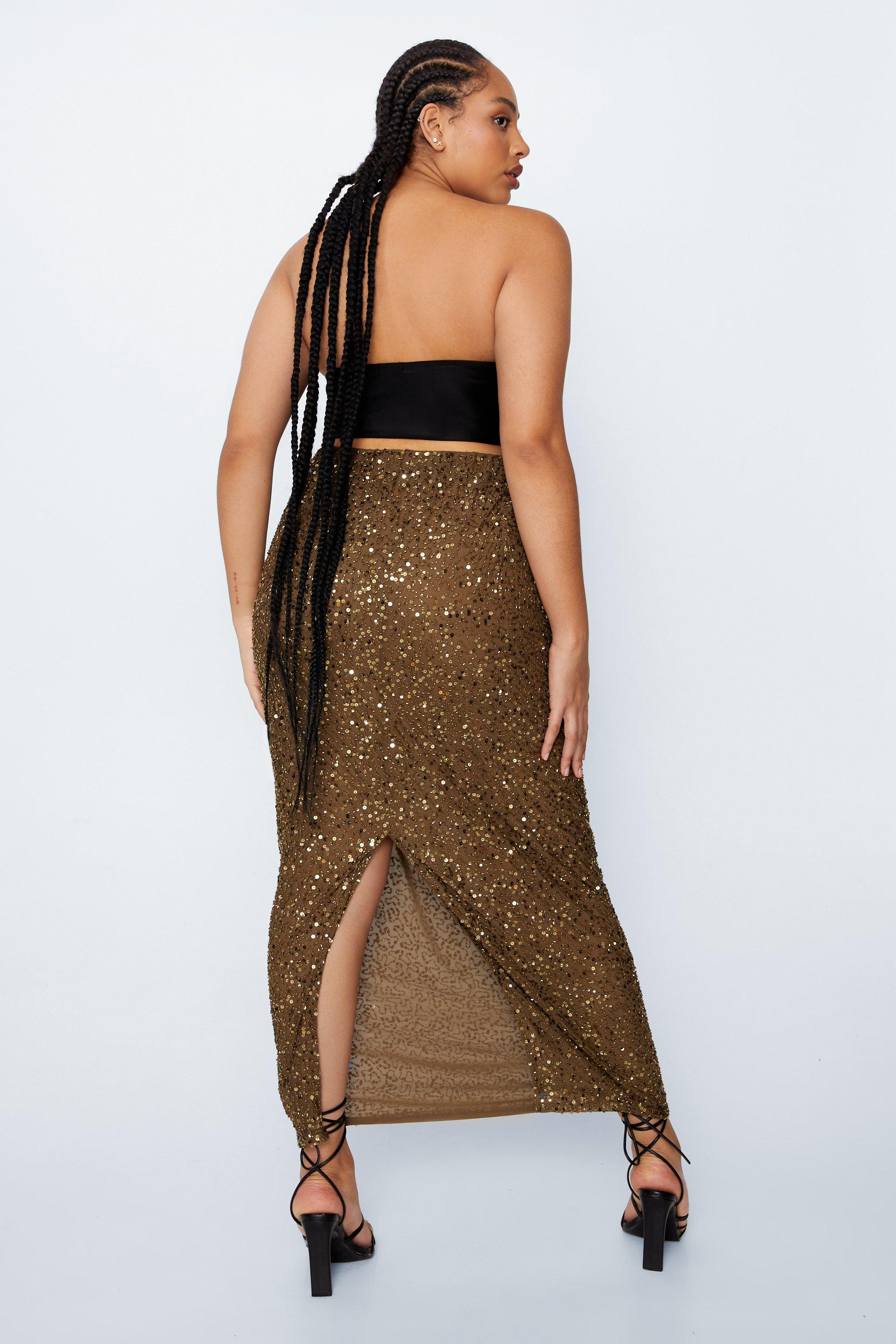 Plus Size Karissa Sequin Skirt - Black/White