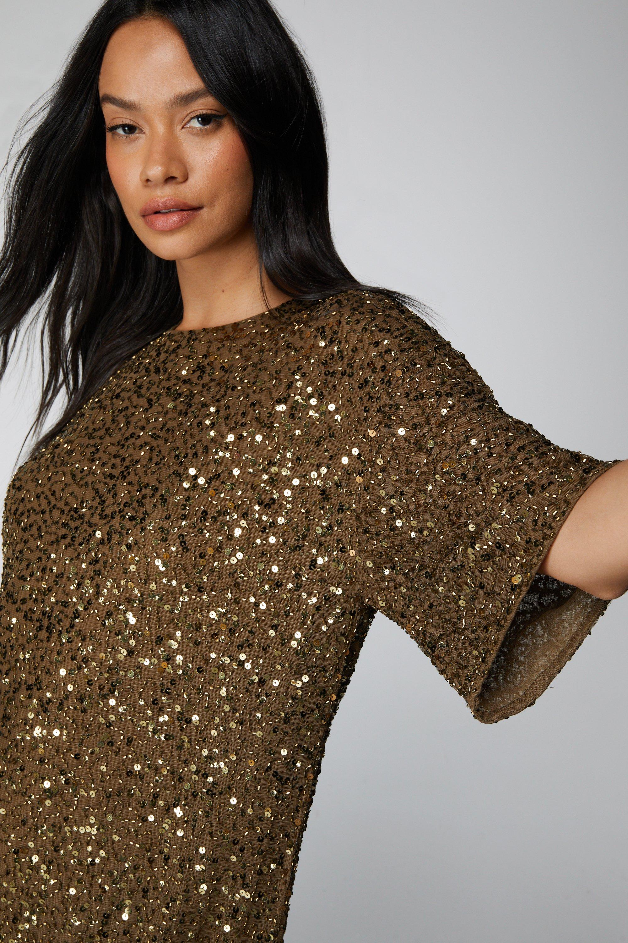 Cluster Sequin Slouch Shift Dress