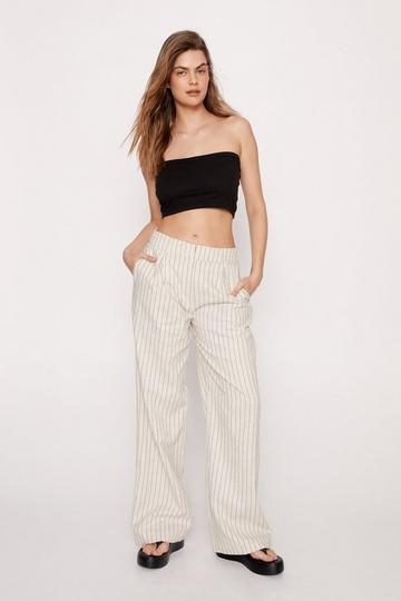 Premium Linen Blend Tailored Pants ivory