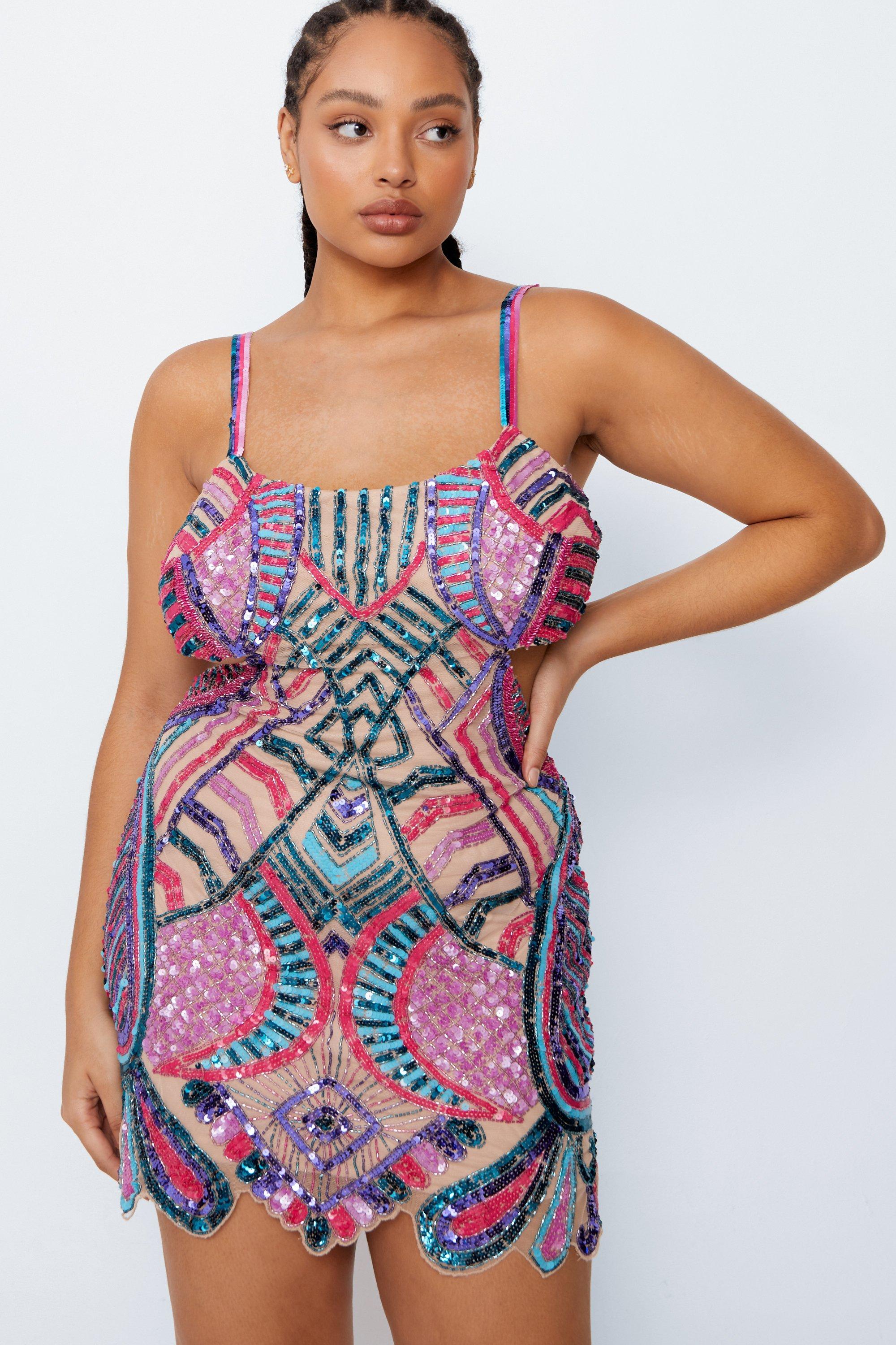 Plus Size Abstract Embellished Cut Out Dress | Nasty Gal