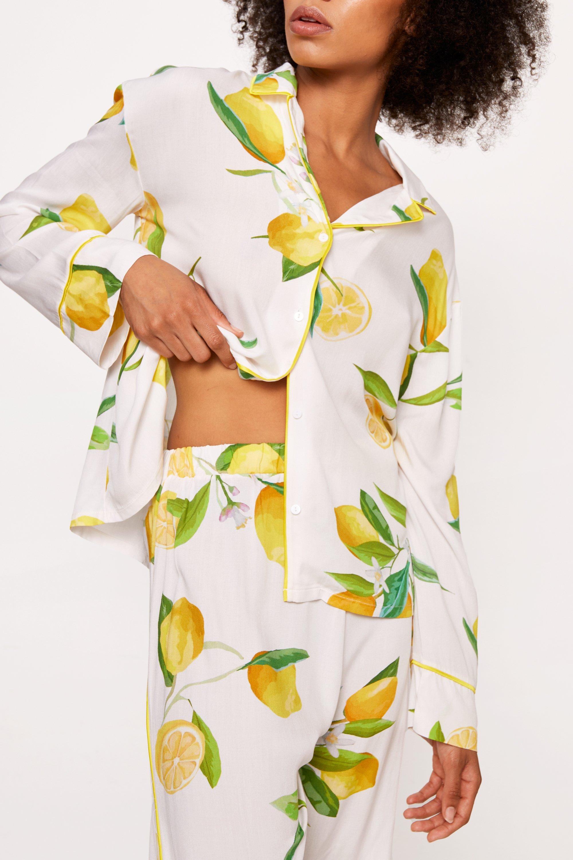 Lemon print pajamas new arrivals