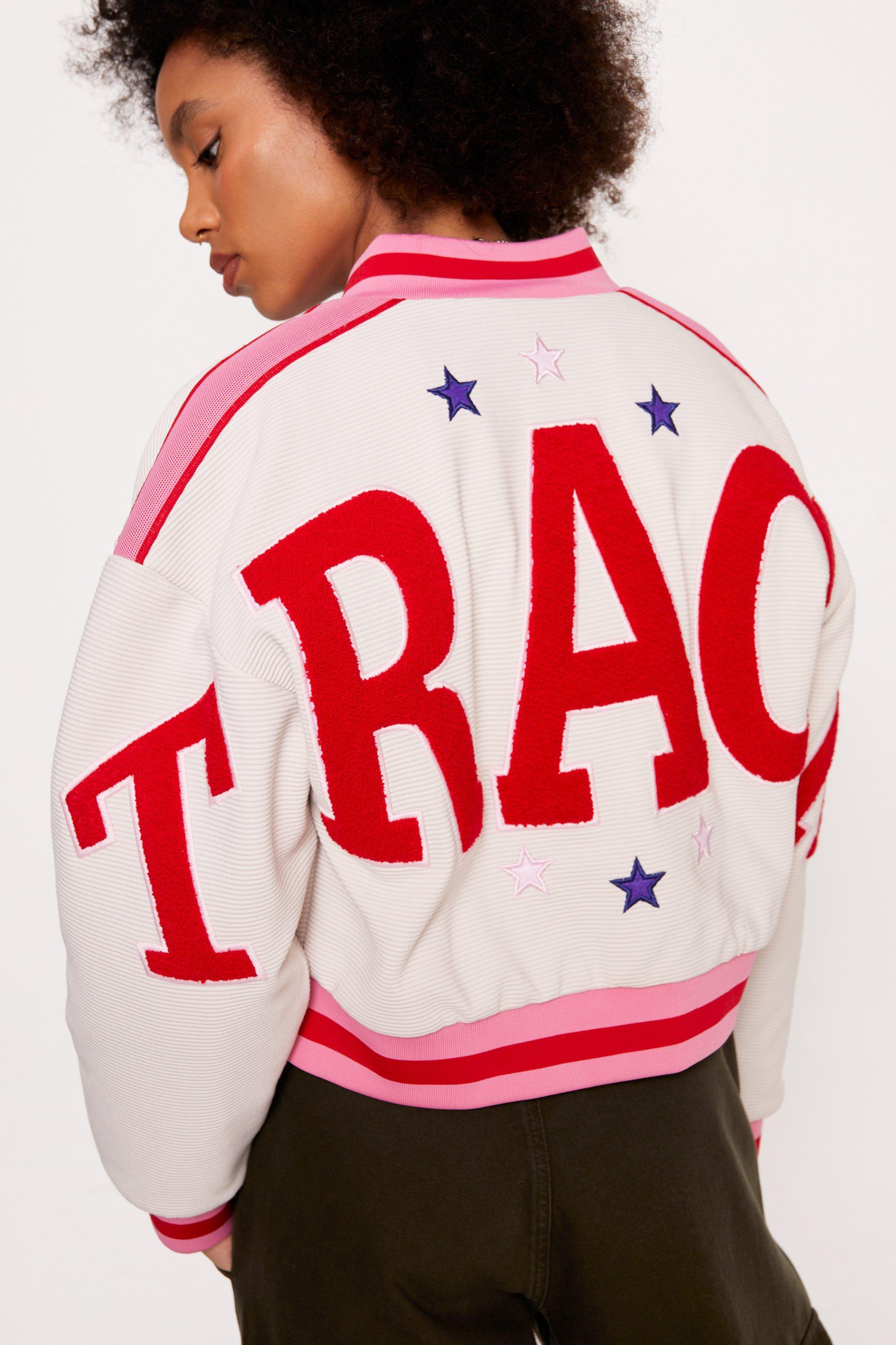 Bomber universitaire a slogan Track au dos