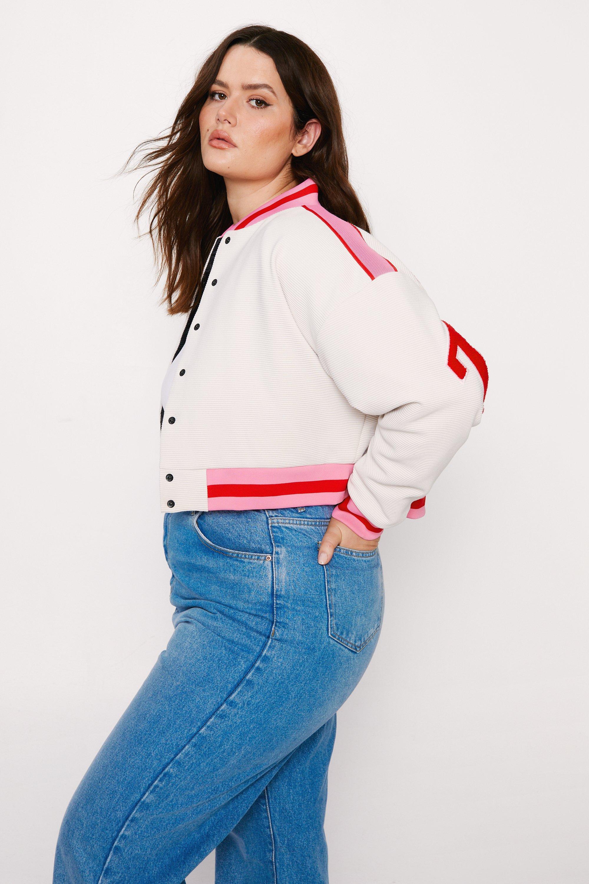 Plus size shop womens varsity jacket