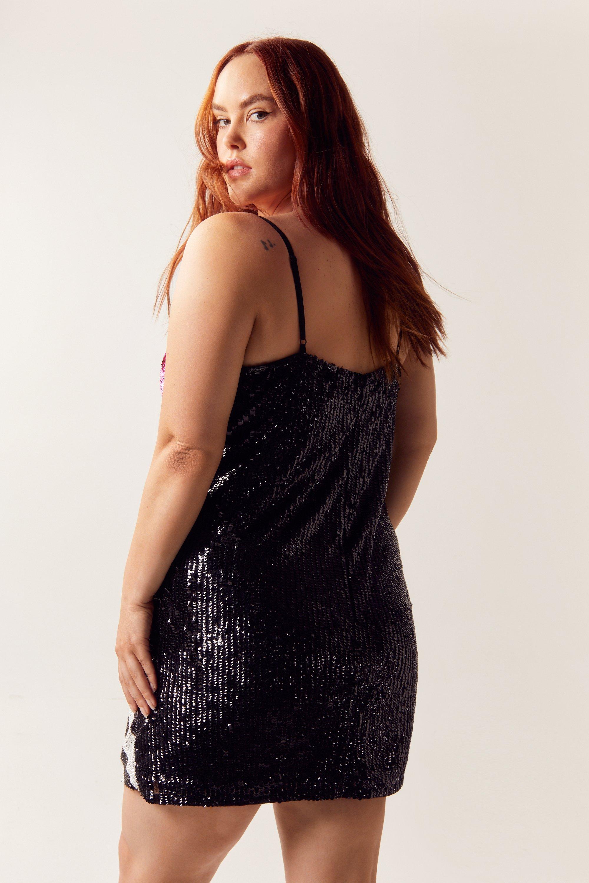 Grande taille Mini robe sequins abstraits