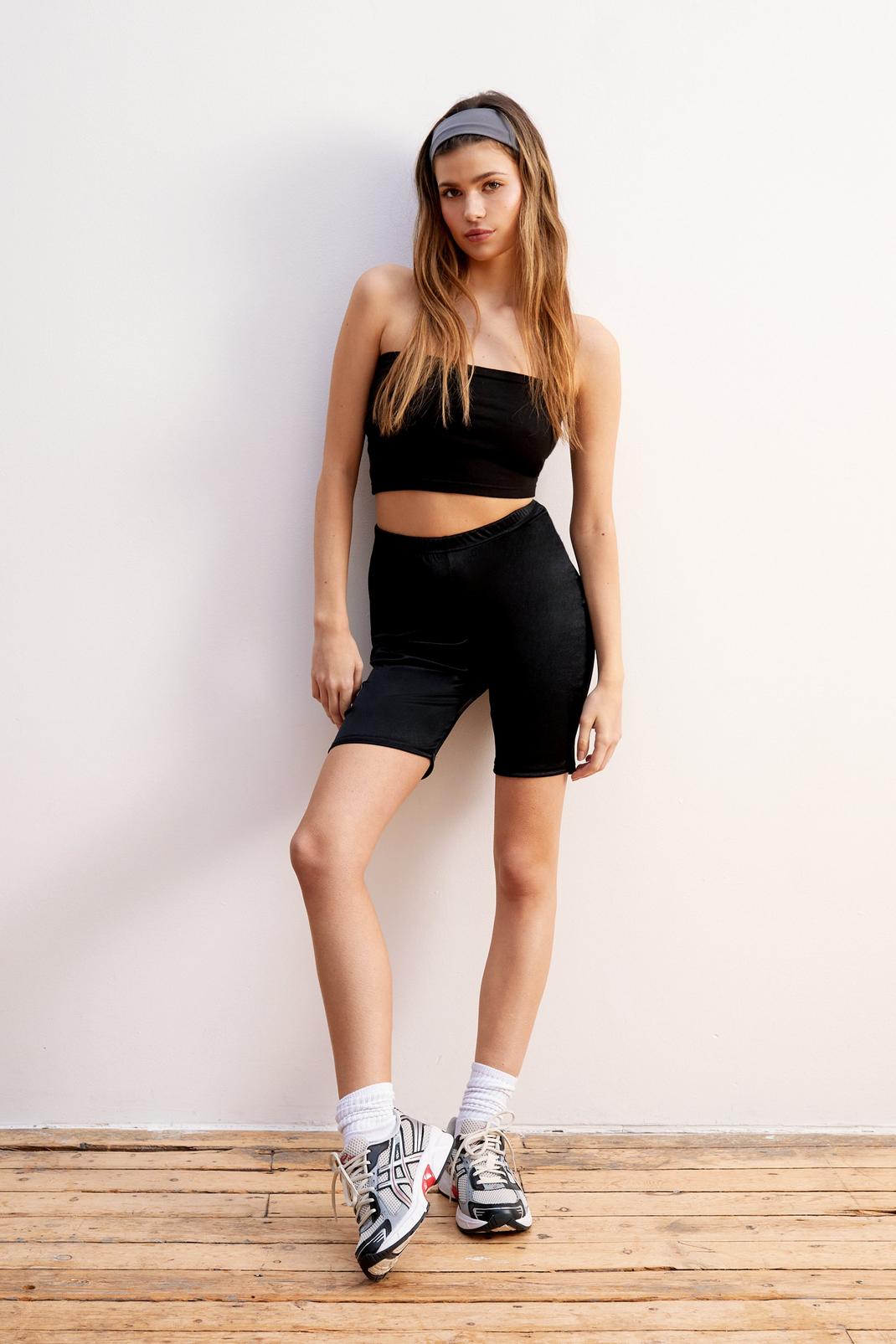 Black High Waist Cycling Shorts image number 1