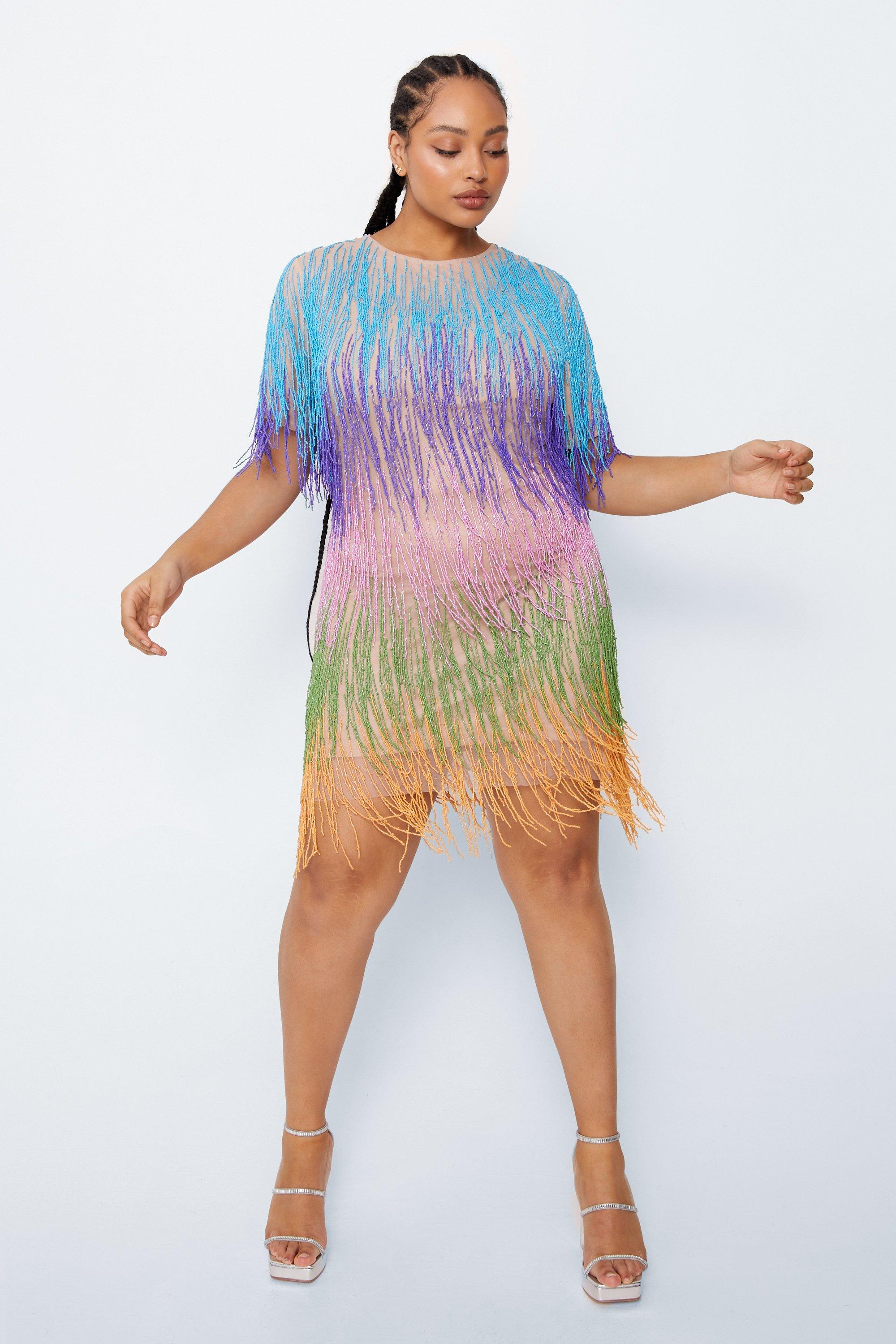 Sequin Fringe Purple Rainbow Mini Dress – Gypsy Tale
