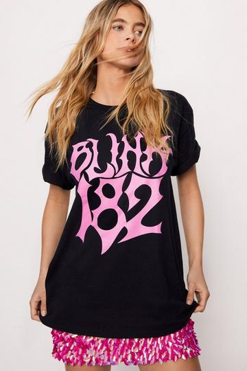 Black Blink-182 Oversized Graphic T-shirt