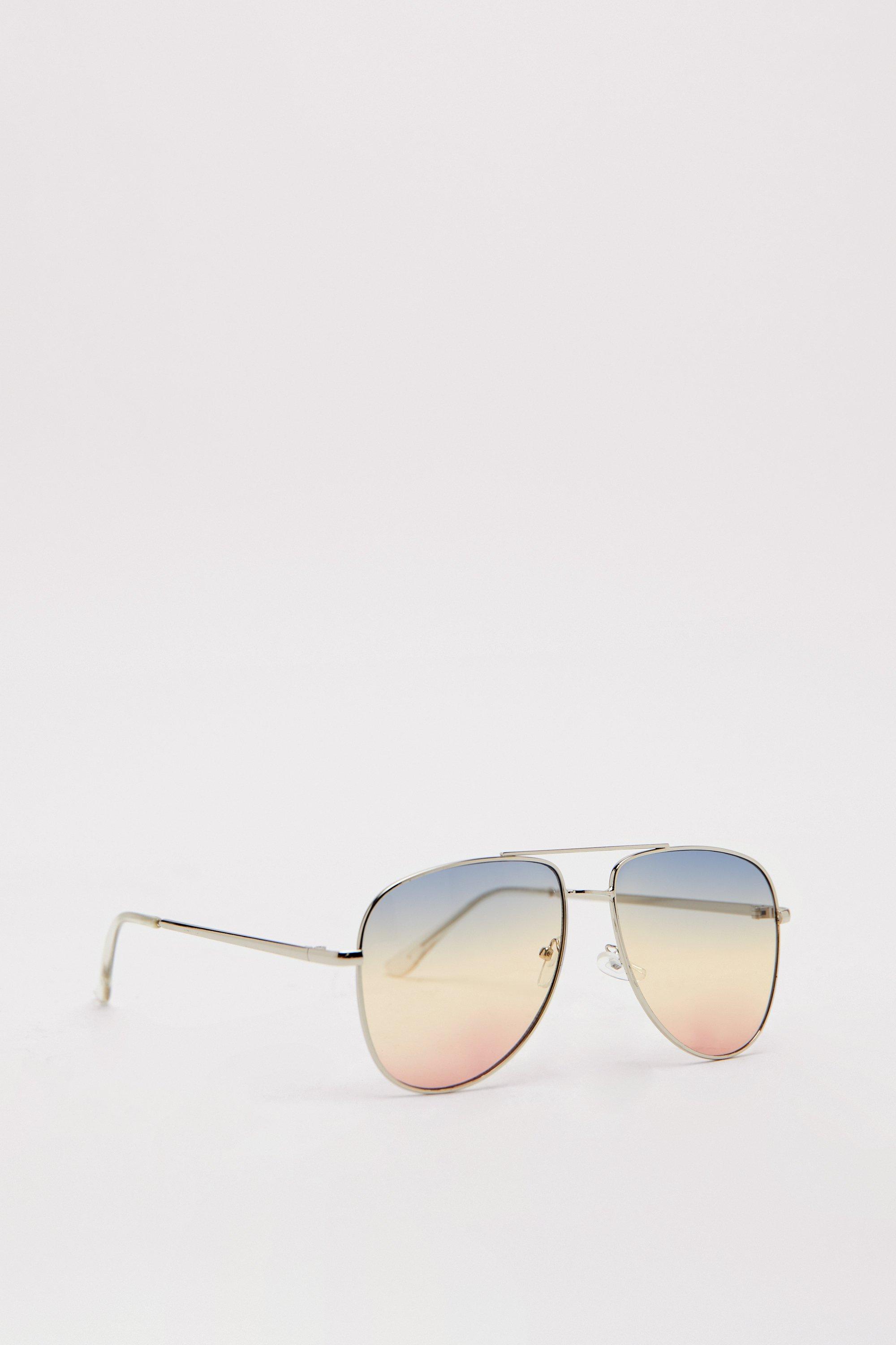 ASOS DESIGN 70s aviator sunglasses in brown ombre with purple lens