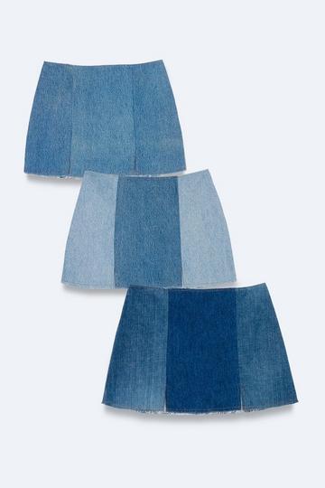 Vintage Rework Panelled Micro Mini Skirt denim