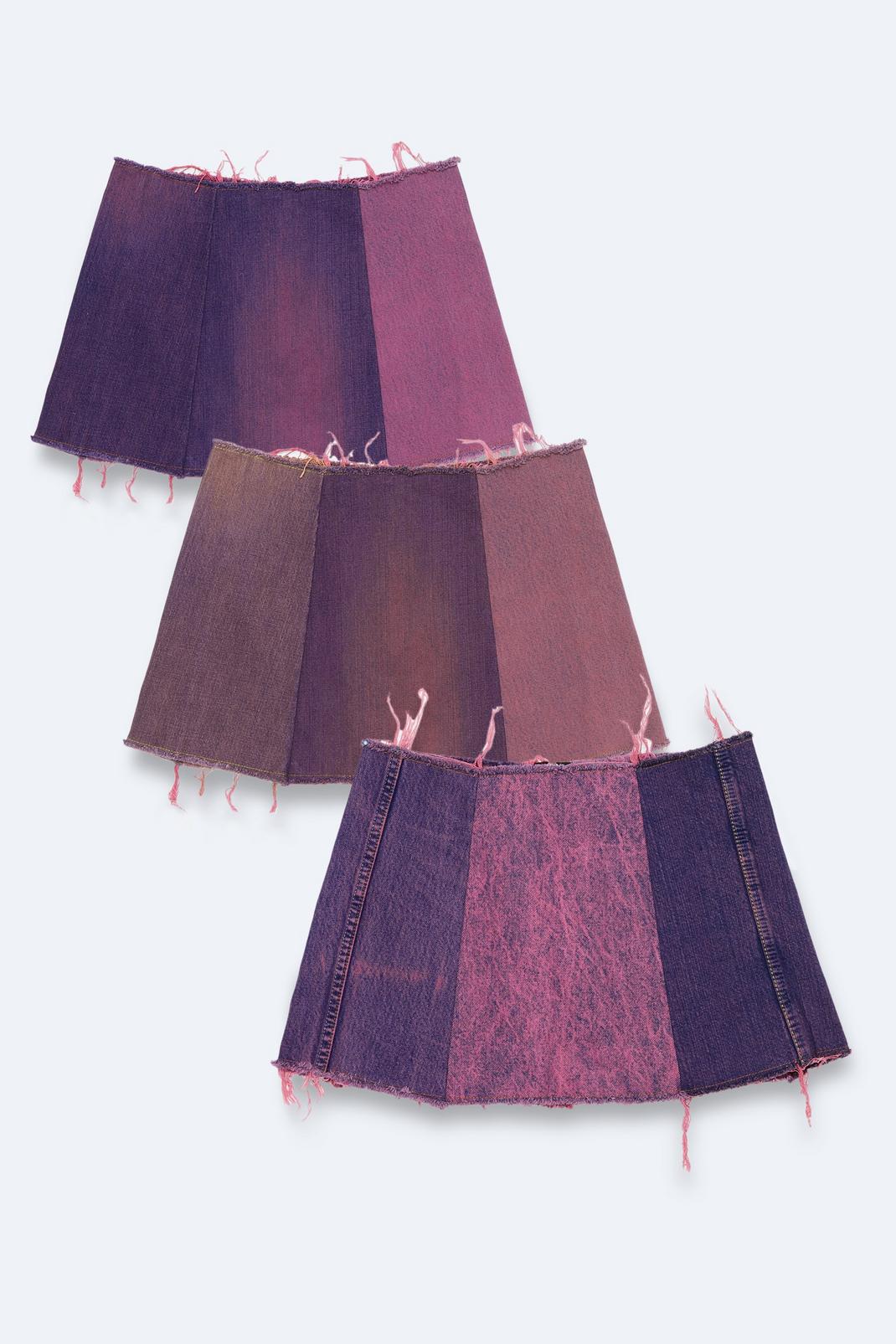 Pink Vintage Rework Denim Panelled Skater Skirt image number 1