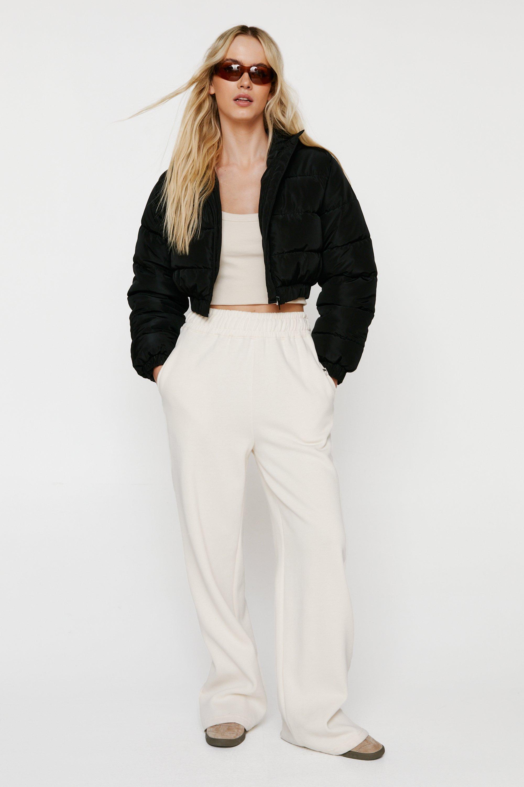 Hooded cropped puffer outlet jacket