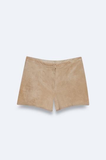 White Vintage Suede Mini Shorts