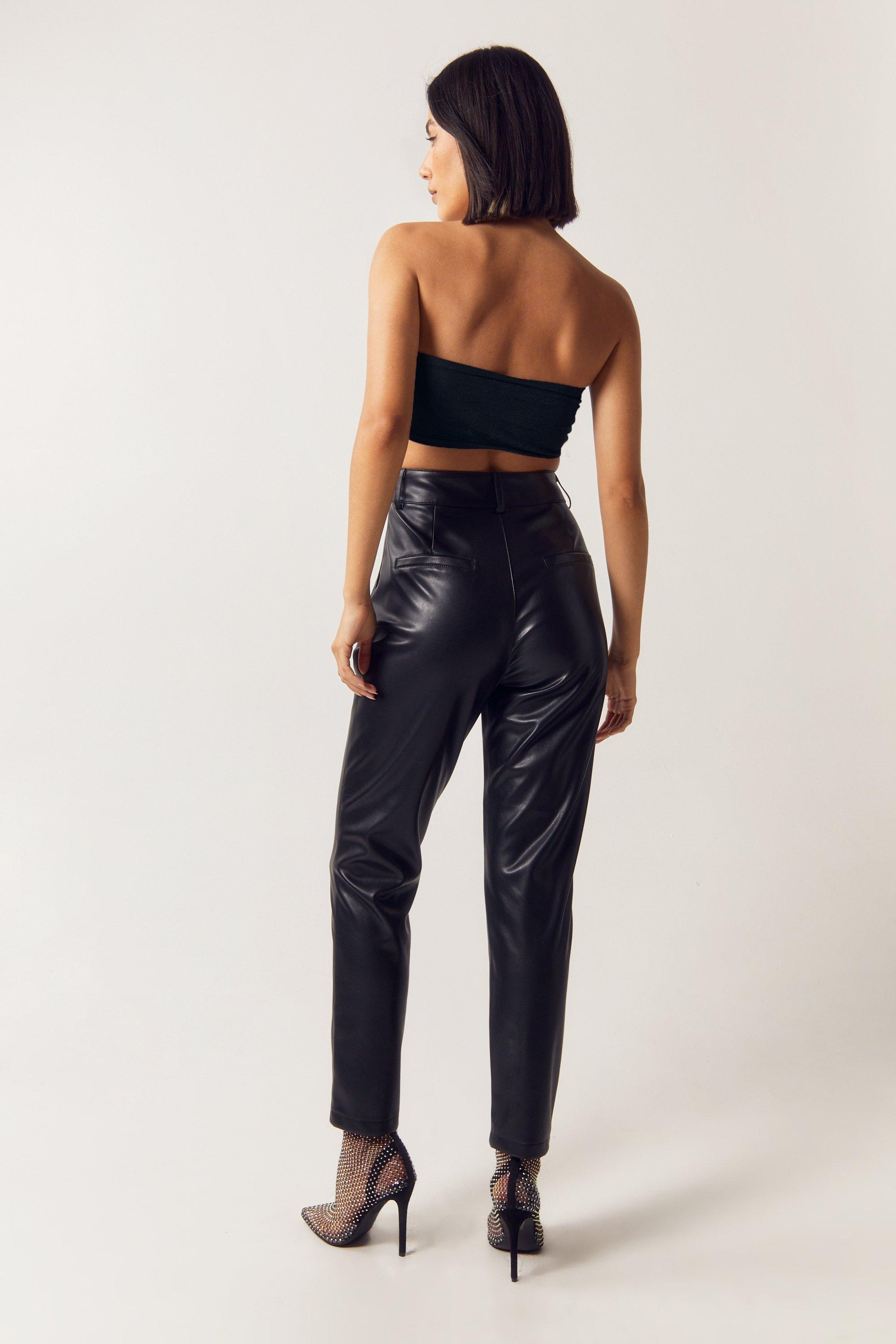 Faux Leather High Waisted Slim Fit Pants