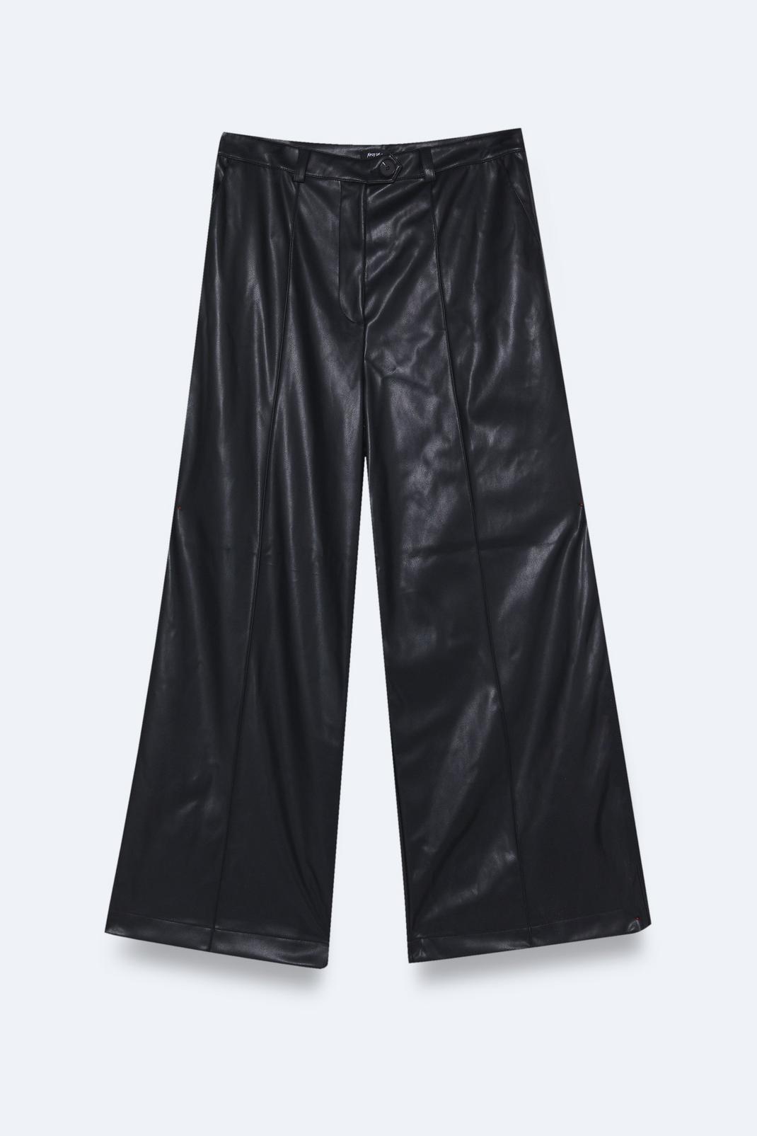 Black Plus Size Faux Leather Wide Leg Trousers image number 1